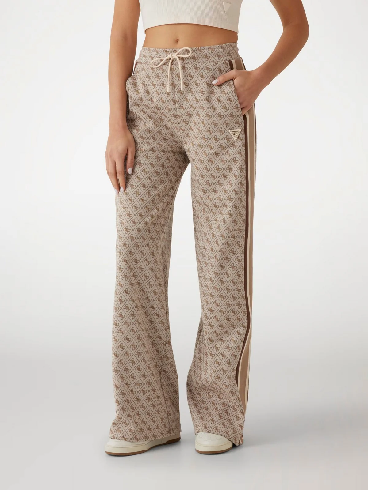 GUESS SPORT Pantalone Donna JEAN G LOGO STRAIGHT V5RB03 KCO90 FN4T Beige - Image 2