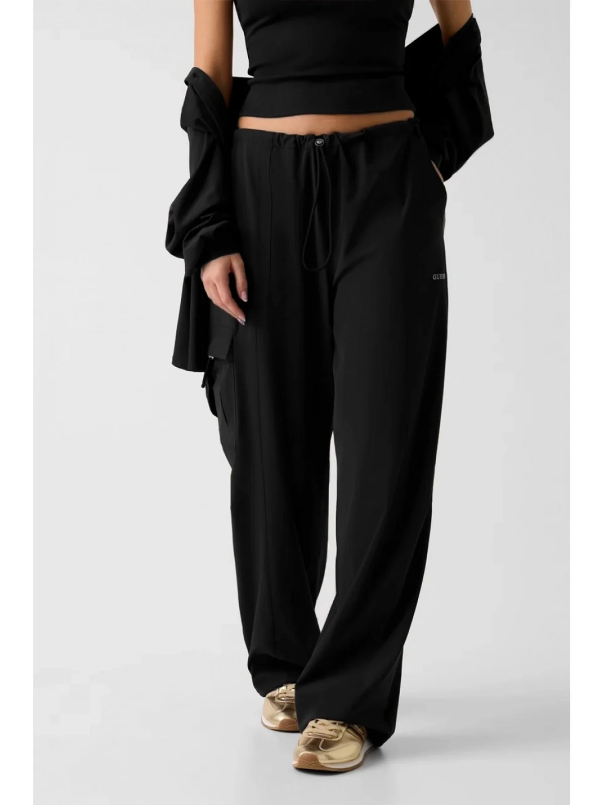 GUESS SPORT Pantalone Donna NAT CARGO PANTS V6RB16 WL232 JBLK Jet Black A996 - Image 2