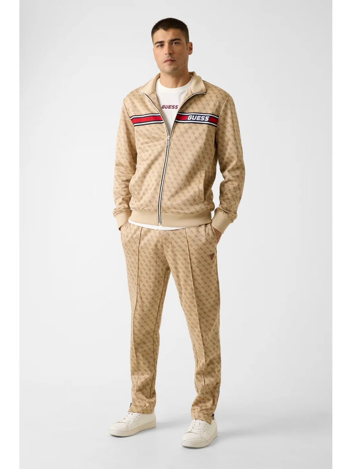 GUESS SPORT Pantalone Uomo KORBIN PANT Z2BB05 K7122 P13W 4G AOP BEIGE BLANCO - Image 3