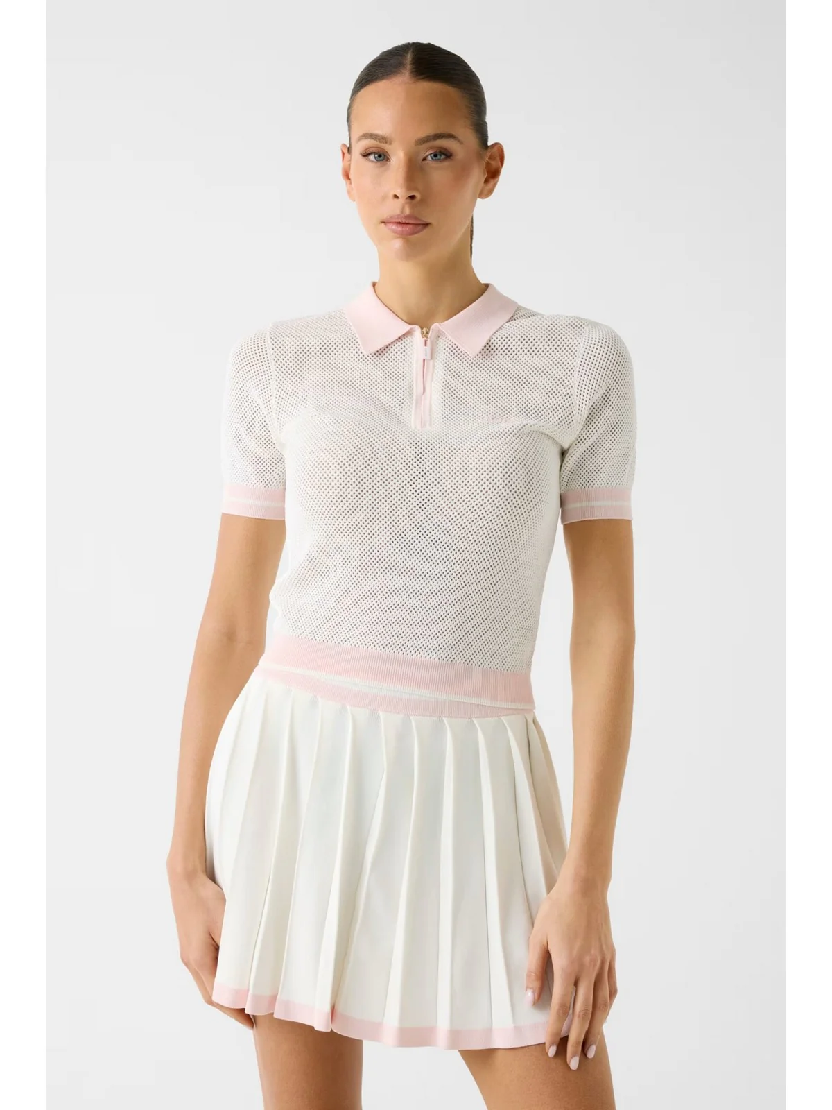GUESS SPORT Polo Donna GABRY SS CROPPED POLO SWTR V6GR04 Z0725 A10F NEIGE WHITE - Image 2