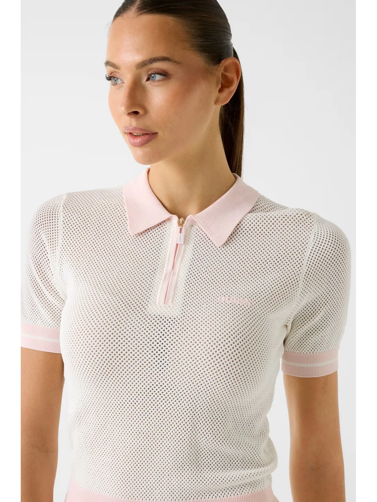 GUESS SPORT Polo Donna GABRY SS CROPPED POLO SWTR V6GR04 Z0725 A10F NEIGE WHITE - Image 5