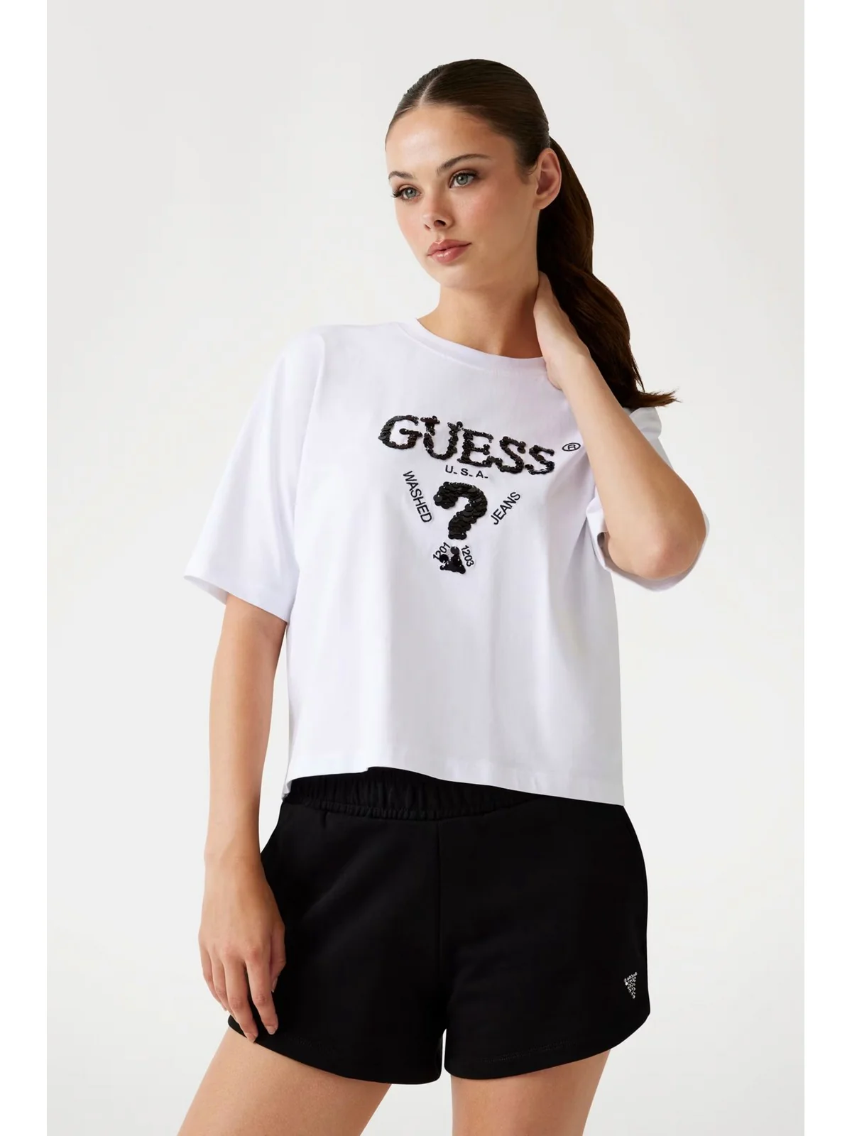 GUESS SPORT T-shirt Donna AURELIE BOXY TEE V4YI06 I3Z14 G011 PURE WHITE - Image 2