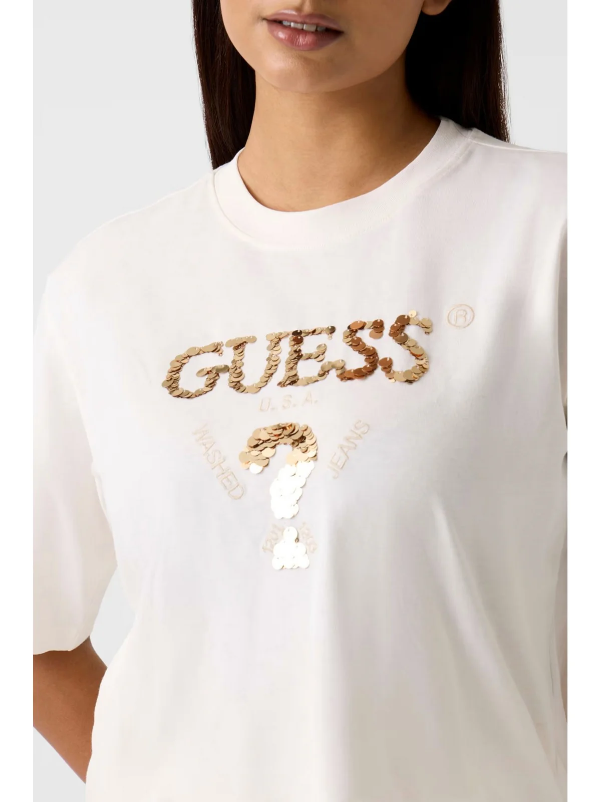GUESS SPORT T-shirt Donna AURELIE BOXY TEE V4YI06 I3Z14 G6K5 OCEAN SALT - Image 5