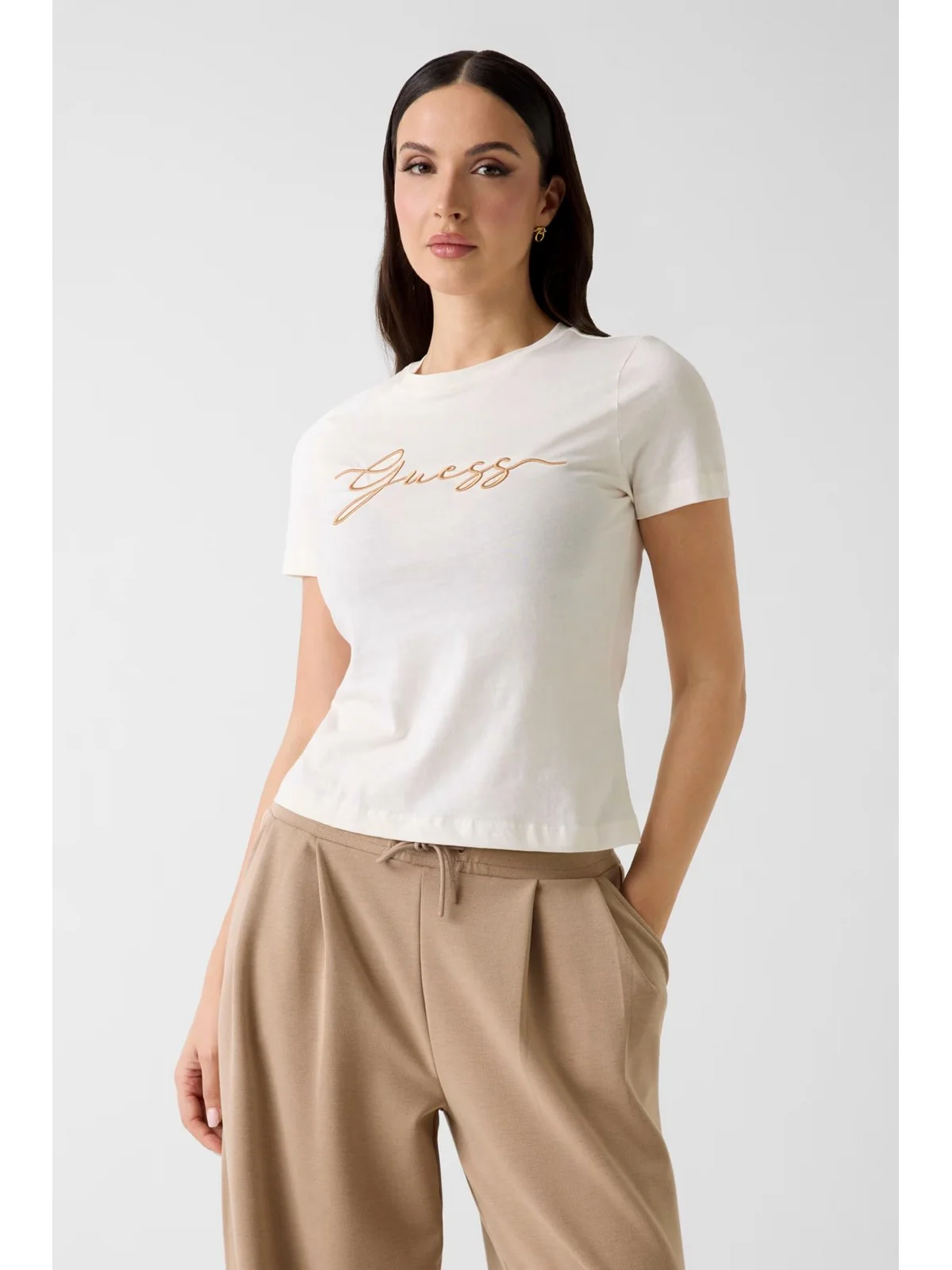 GUESS SPORT T-shirt Donna CIRCE SS CN T-SHIRT V6GI01 K2962 G1O6 DOVE WHITE - Image 2