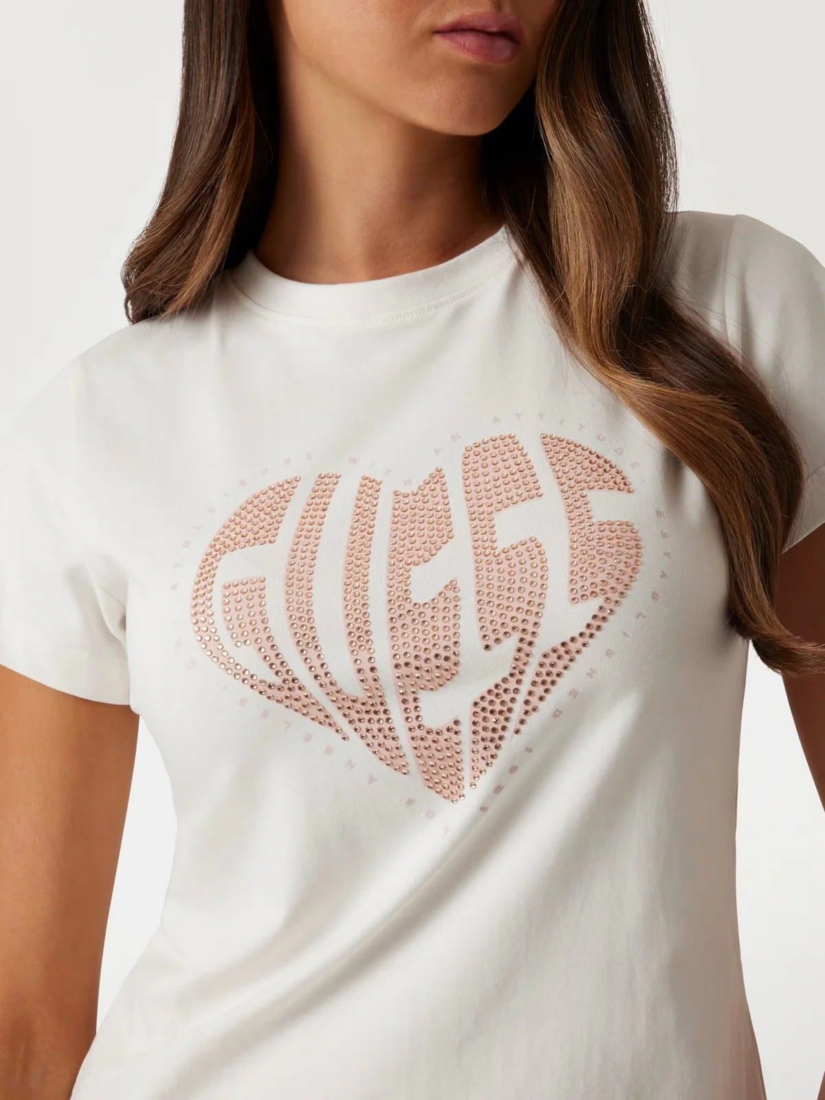 GUESS SPORT T-shirt Donna JULIA RHINESTONE SS V5RI08 J1314 G6K5 Bianco - Image 4