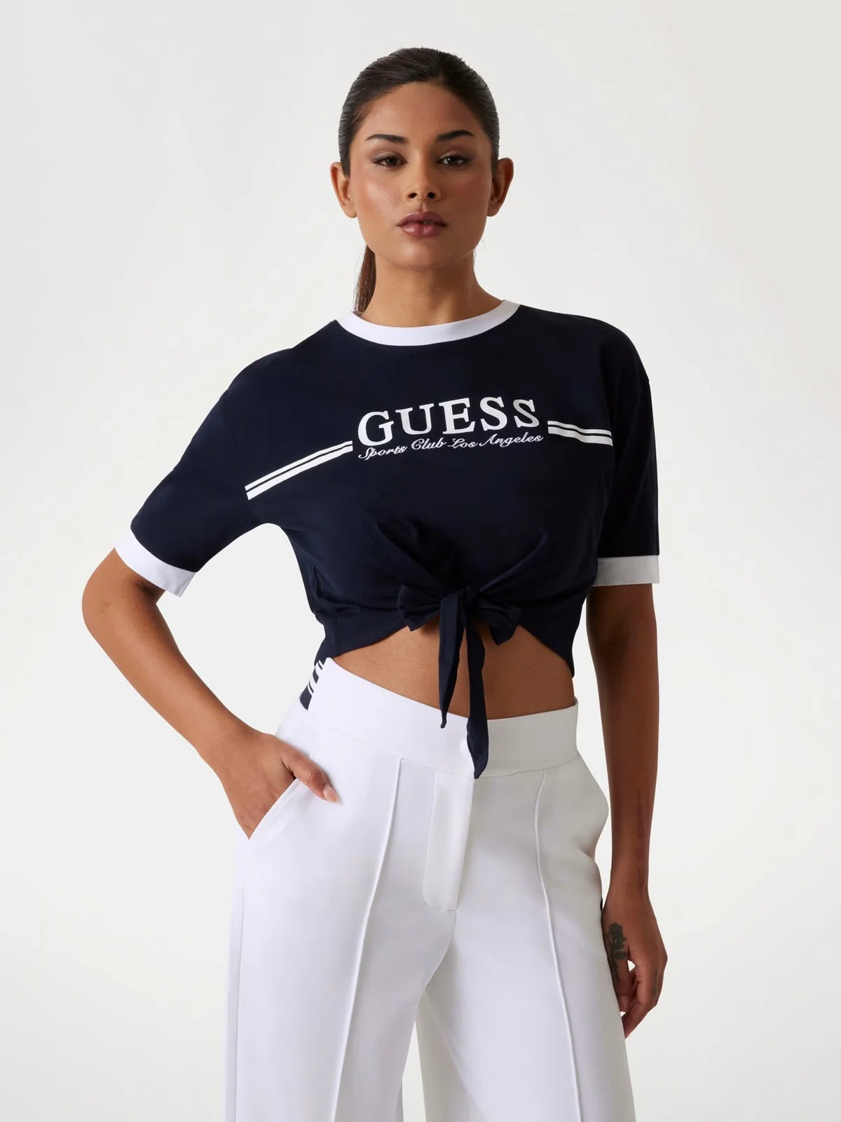 GUESS SPORT T-shirt Donna KNOT T-SHIRT V5GI05 I3Z14 A71W Blu - Image 2