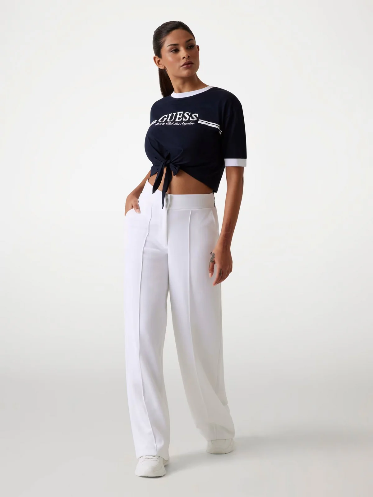GUESS SPORT T-shirt Donna KNOT T-SHIRT V5GI05 I3Z14 A71W Blu - Image 3