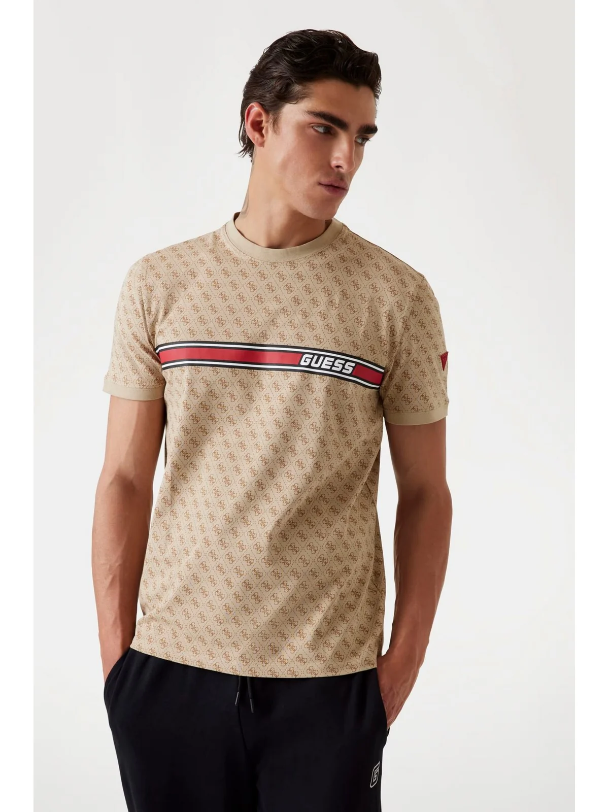 GUESS SPORT T-shirt Uomo JAMEY T-SHIRT Z2BI09 J1314 P13W 4G AOP BEIGE BLANCO - Image 2