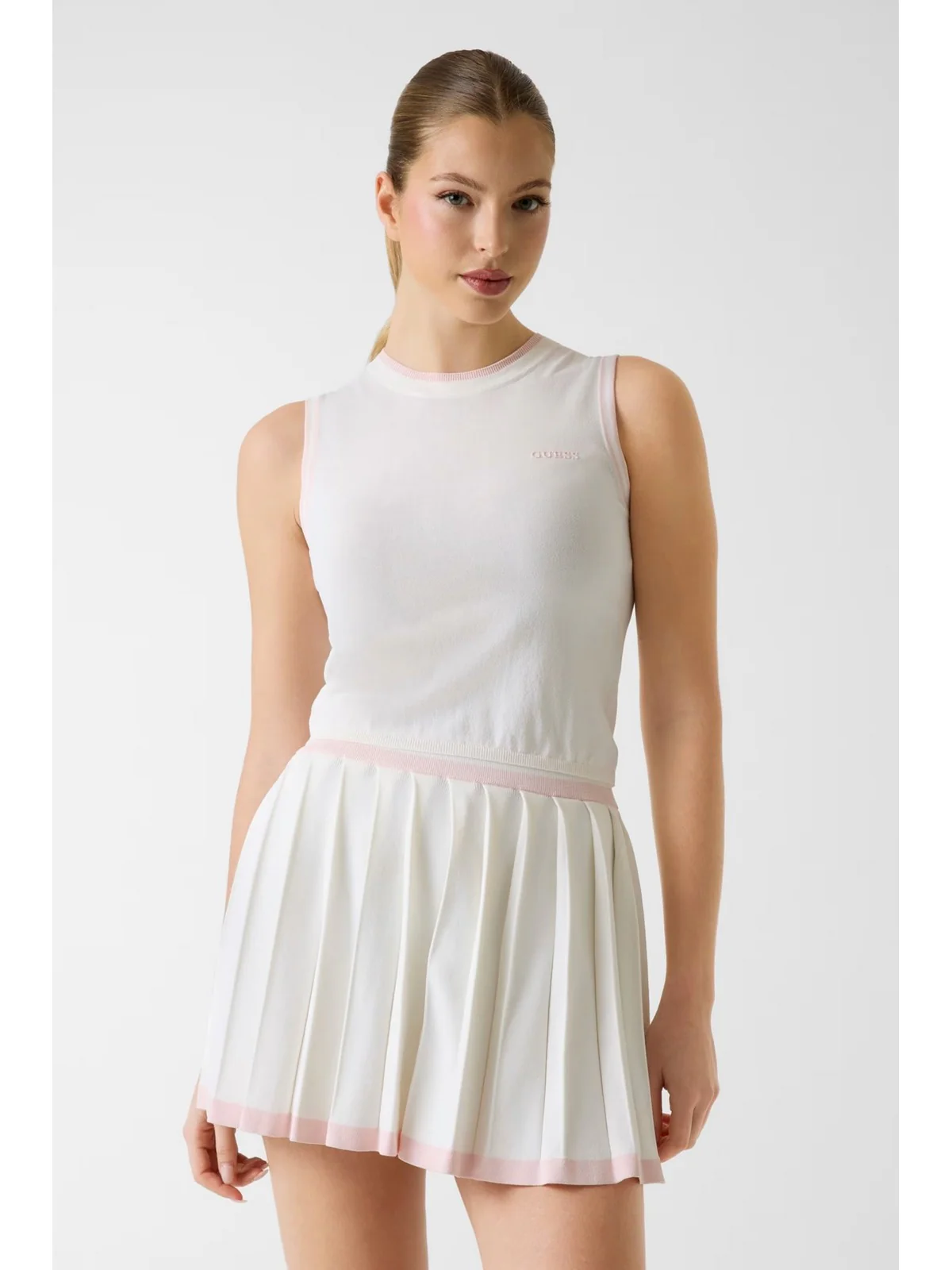GUESS SPORT Top Donna GABRY CN SL TOP SWTR V6GR02 Z0723 A10F NEIGE WHITE - Image 2