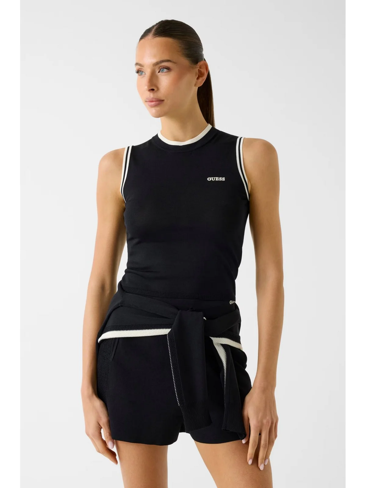 GUESS SPORT Top Donna GABRY CN SL TOP SWTR V6GR02 Z0723 JBLK Jet Black A996 - Image 2