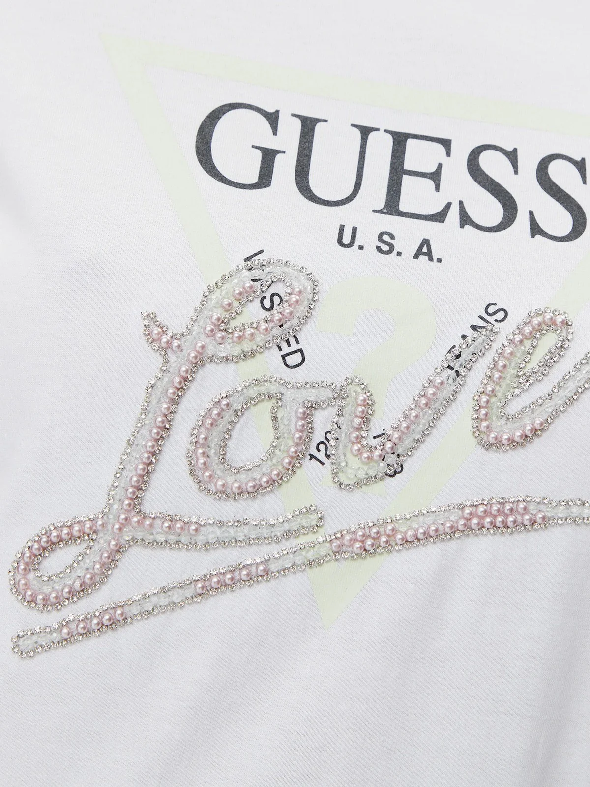 GUESS T-shirt Donna CN SS LOVE TRIANGLE TEE W5GI05 I3Z14 G011 Bianco - Image 4