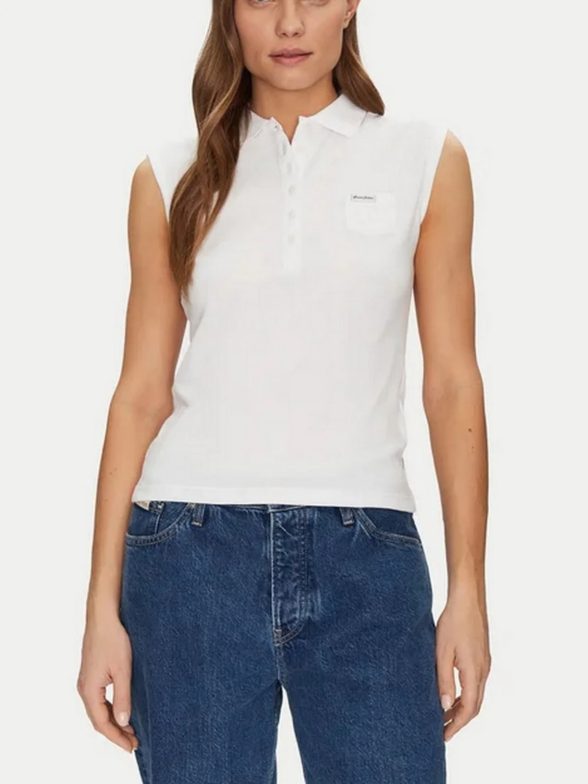 GUESS T-shirt Donna GJ SLEEVELESS COLLAR SLIM PKT W5GP24 KCYR1 G011 PURE WHITE - Image 2
