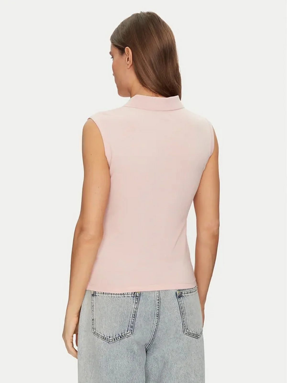 GUESS T-shirt Donna GJ SLEEVELESS COLLAR SLIM PKT W5GP24 KCYR1 G6R4 BLUSH COTTON - Image 4