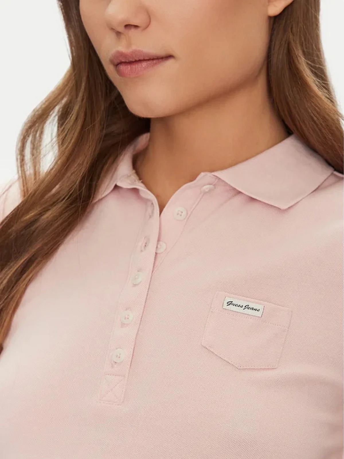 GUESS T-shirt Donna GJ SLEEVELESS COLLAR SLIM PKT W5GP24 KCYR1 G6R4 BLUSH COTTON - Image 5