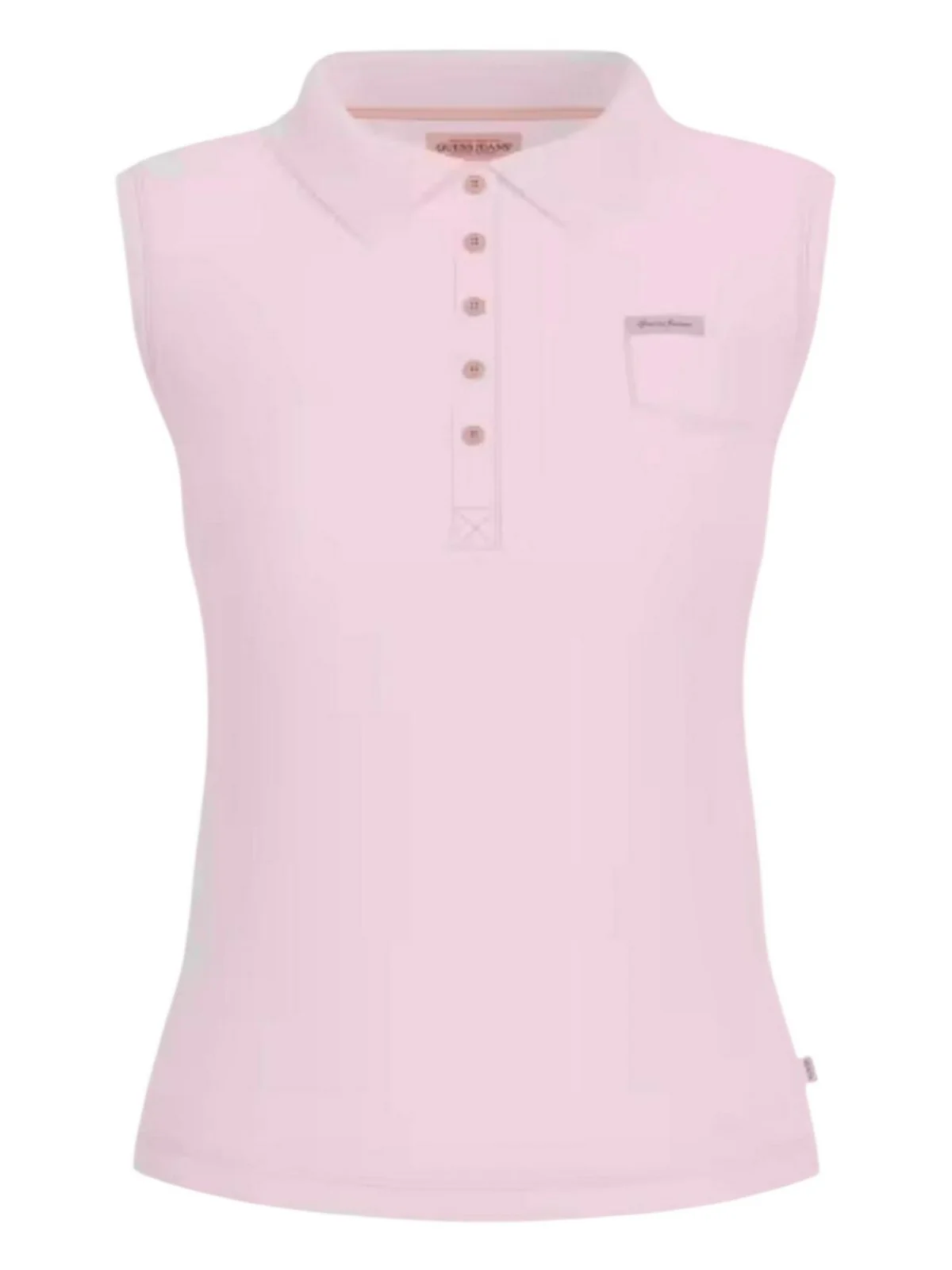 GUESS T-shirt Donna GJ SLEEVELESS COLLAR SLIM PKT W5GP24 KCYR1 G6R4 BLUSH COTTON - Image 6