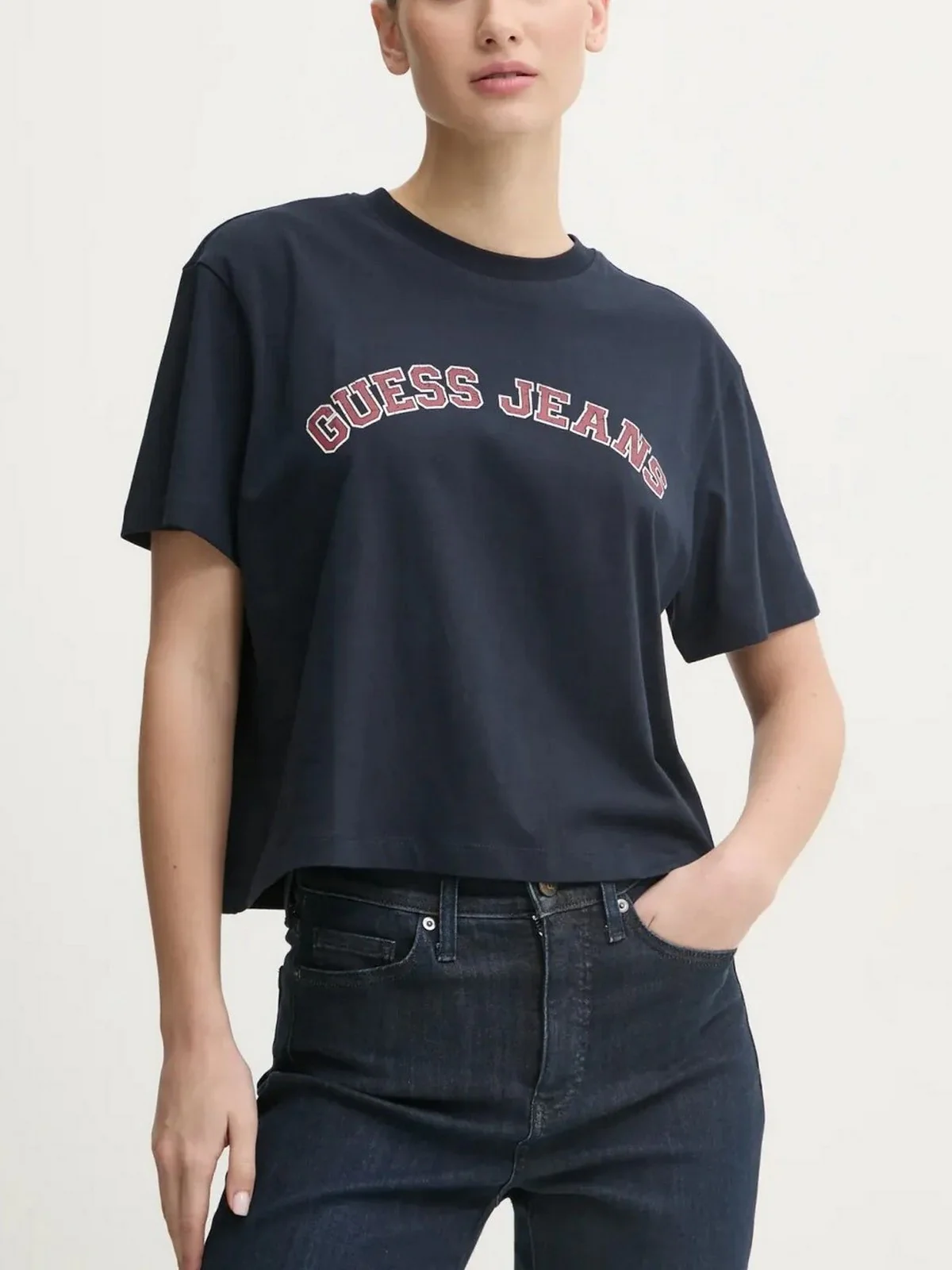 GUESS T-shirt Donna GJ SS CN BOXY COLLEGIATE TEE W5RI41 K8HM0 A71W Blu - Image 2