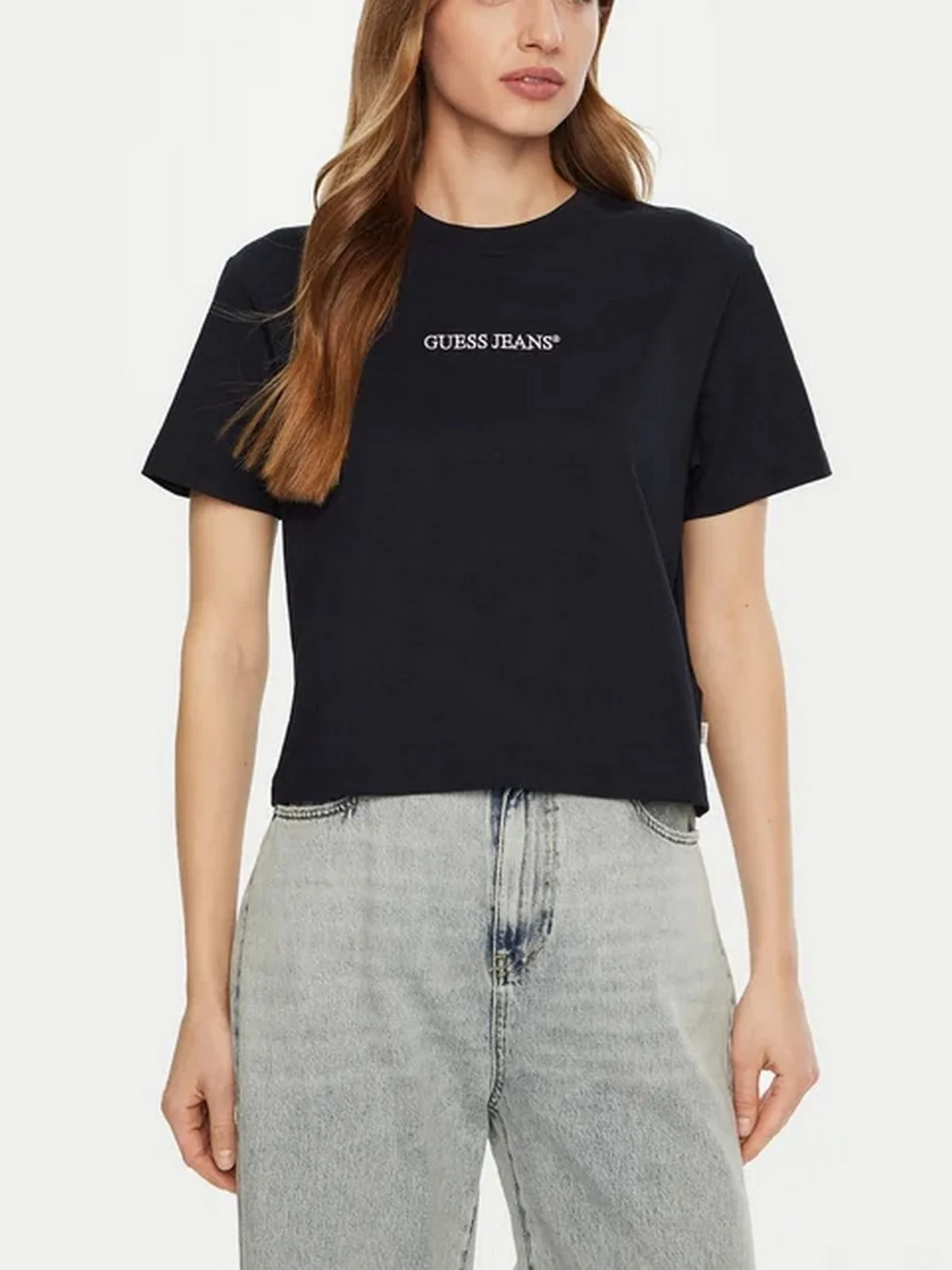 GUESS T-shirt Donna GJ SS CN BOXY EMBRO LOGO TEE W5RI42 K8HM0 A71W DARING OCEAN - Image 2