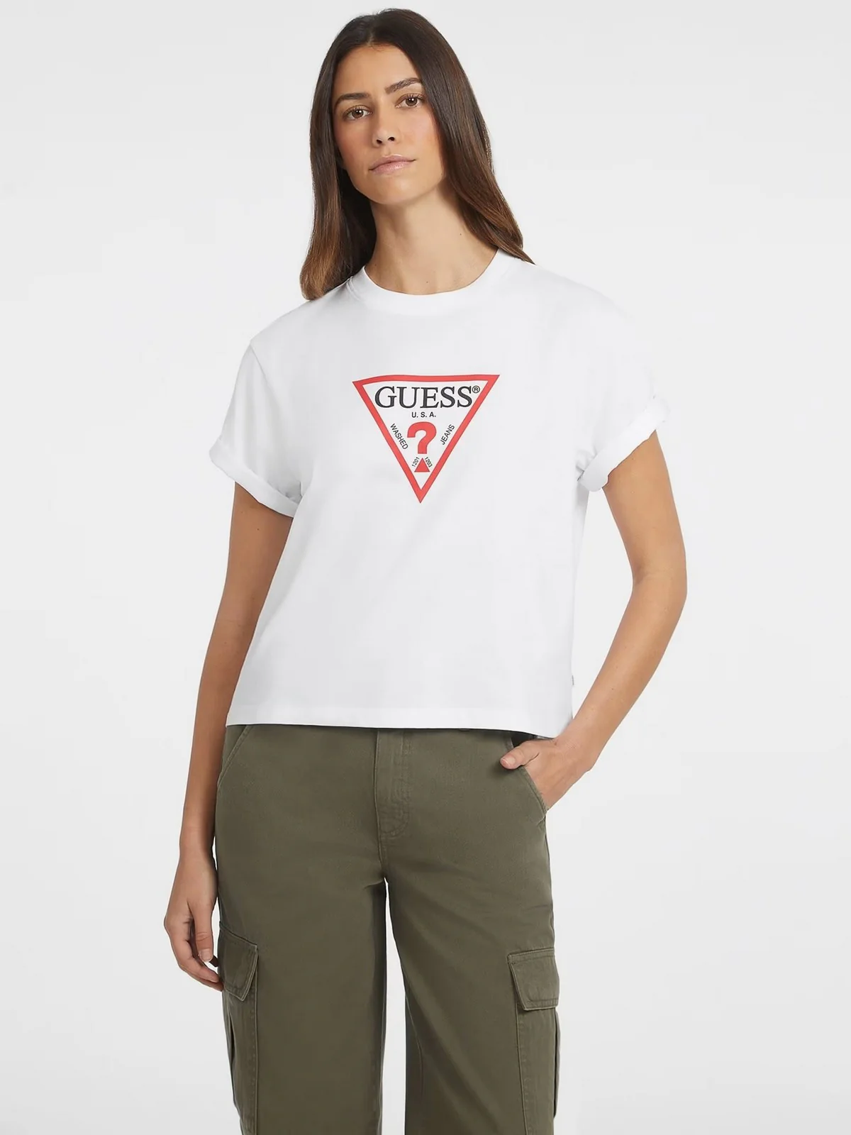 GUESS T-shirt Donna GJ SS CN BOXY ICONIC TEE W4YI73 K8HM0 G011 Bianco - Image 2