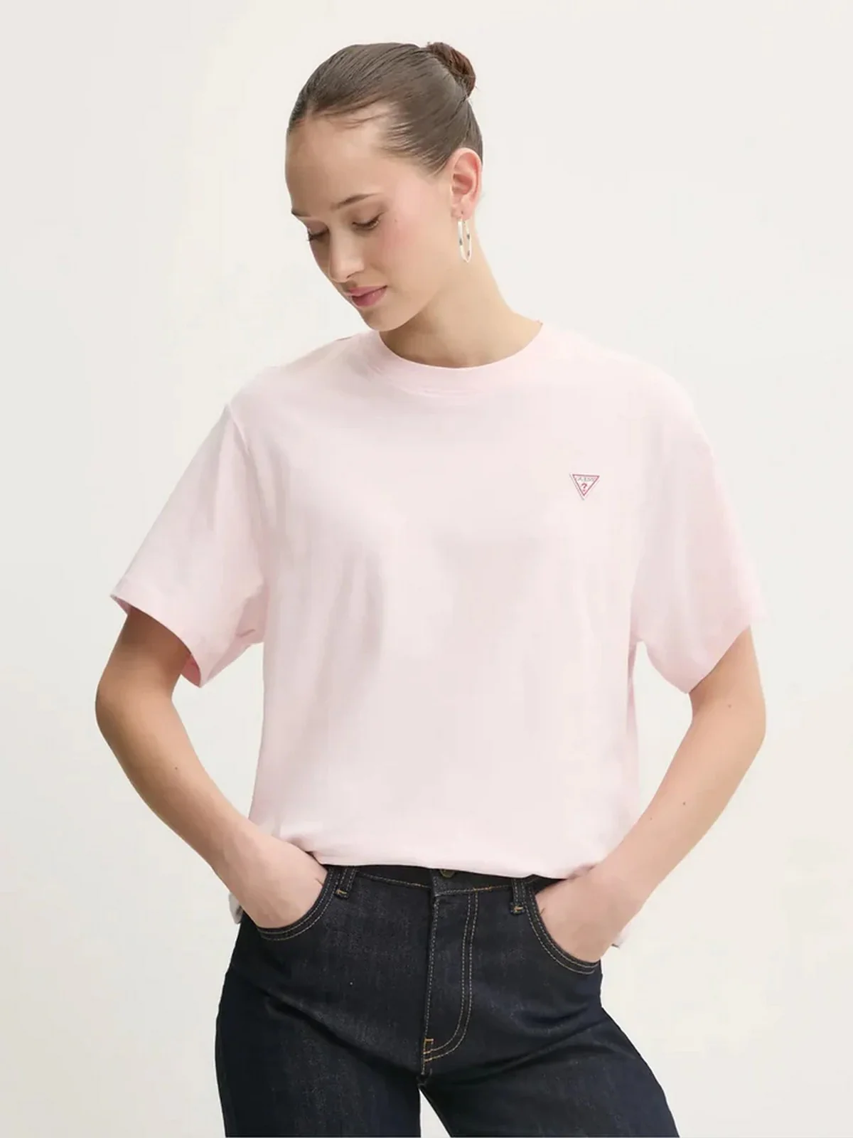 GUESS T-shirt Donna GJ SS CN BOXY MINI TRIANG TEE W4YI05 K8HM0 A61U Rosa - Image 3