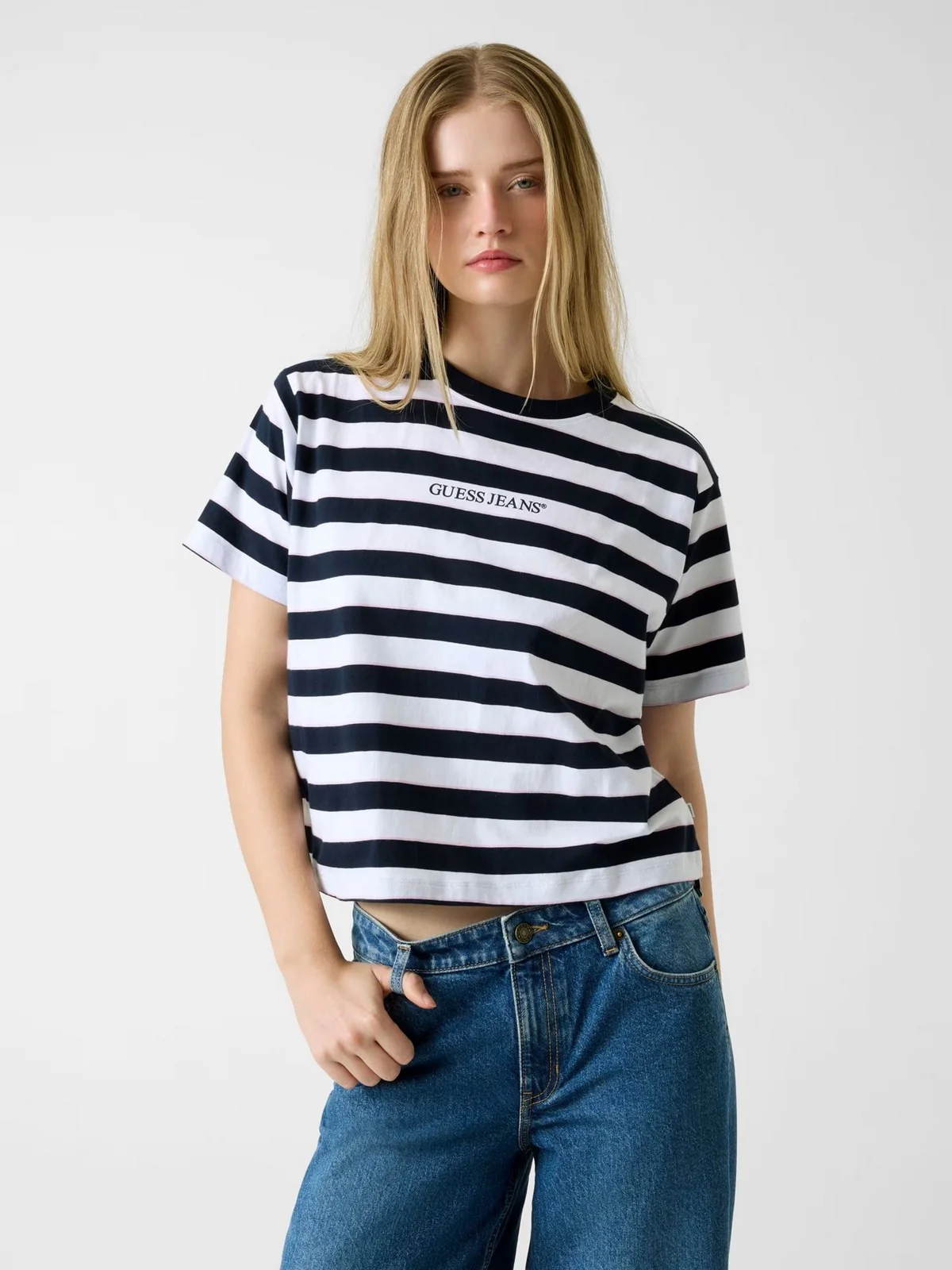 GUESS T-shirt Donna GJ SS CN BOXY STRIPE TEE W6RI19 K8HM0 S75Q DARING OCEAN STRIPES - Image 2