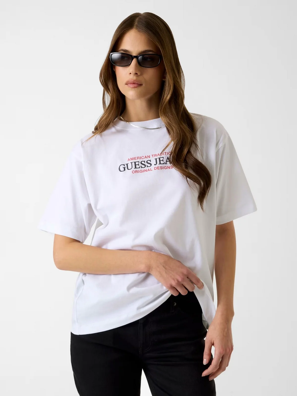 GUESS T-shirt Donna GJ SS CN OS AMERICAN TR TEE W4YI08 K8HM0 G011 PURE WHITE - Image 2