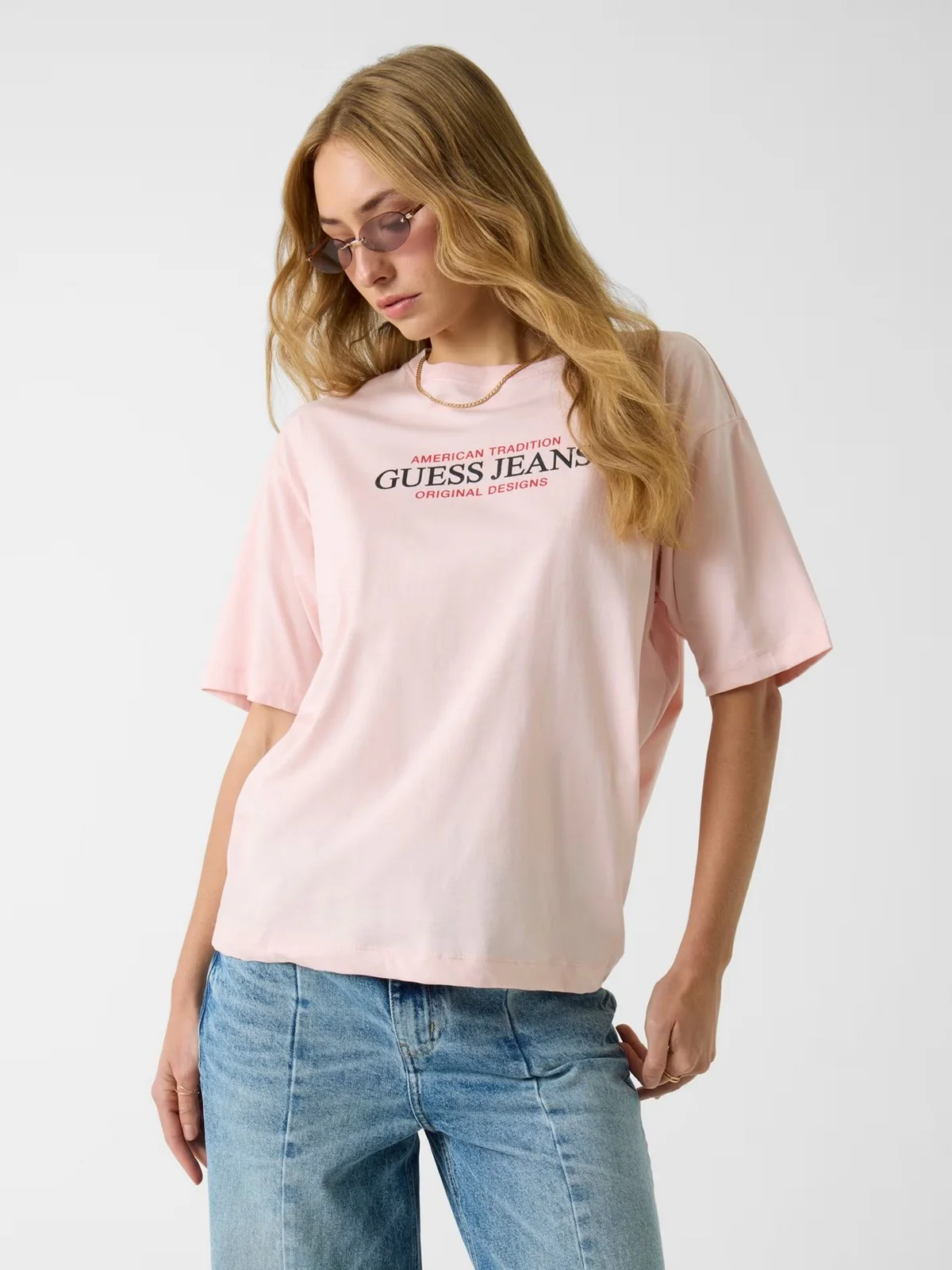 GUESS T-shirt Donna GJ SS CN OS AMERICAN TR TEE W4YI08 K8HM0 G6R4 BLUSH COTTON - Image 2
