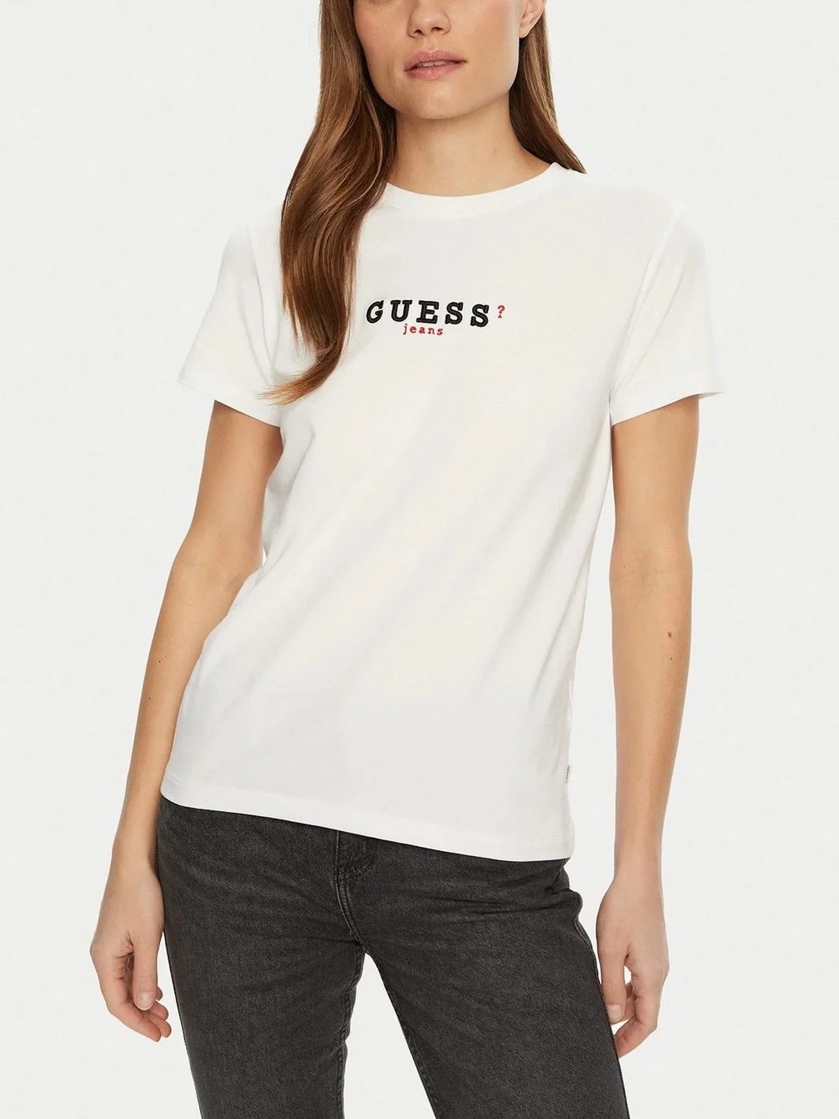 GUESS T-shirt Donna GJ SS CN REG 3D EMBR GUESS TEE W5RI54 J1314 G011 Bianco - Image 2