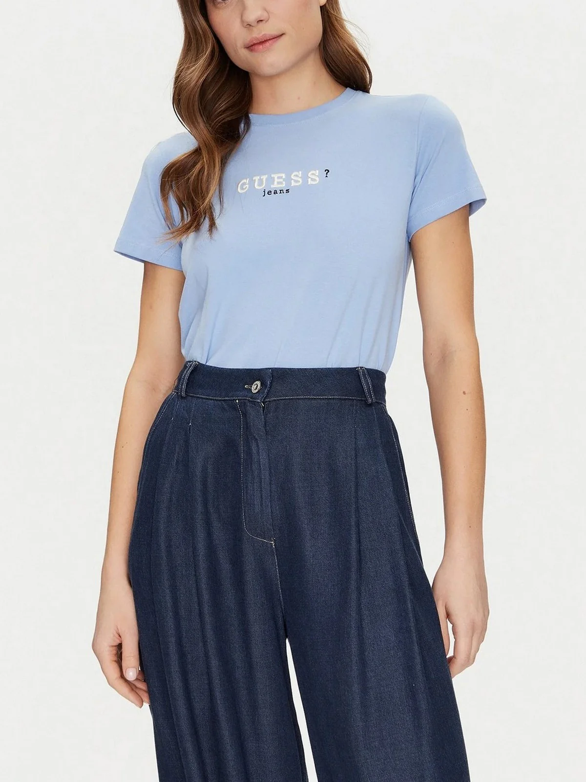 GUESS T-shirt Donna GJ SS CN REG 3D EMBR GUESS TEE W5RI54 J1314 G7CP Blu - Image 2