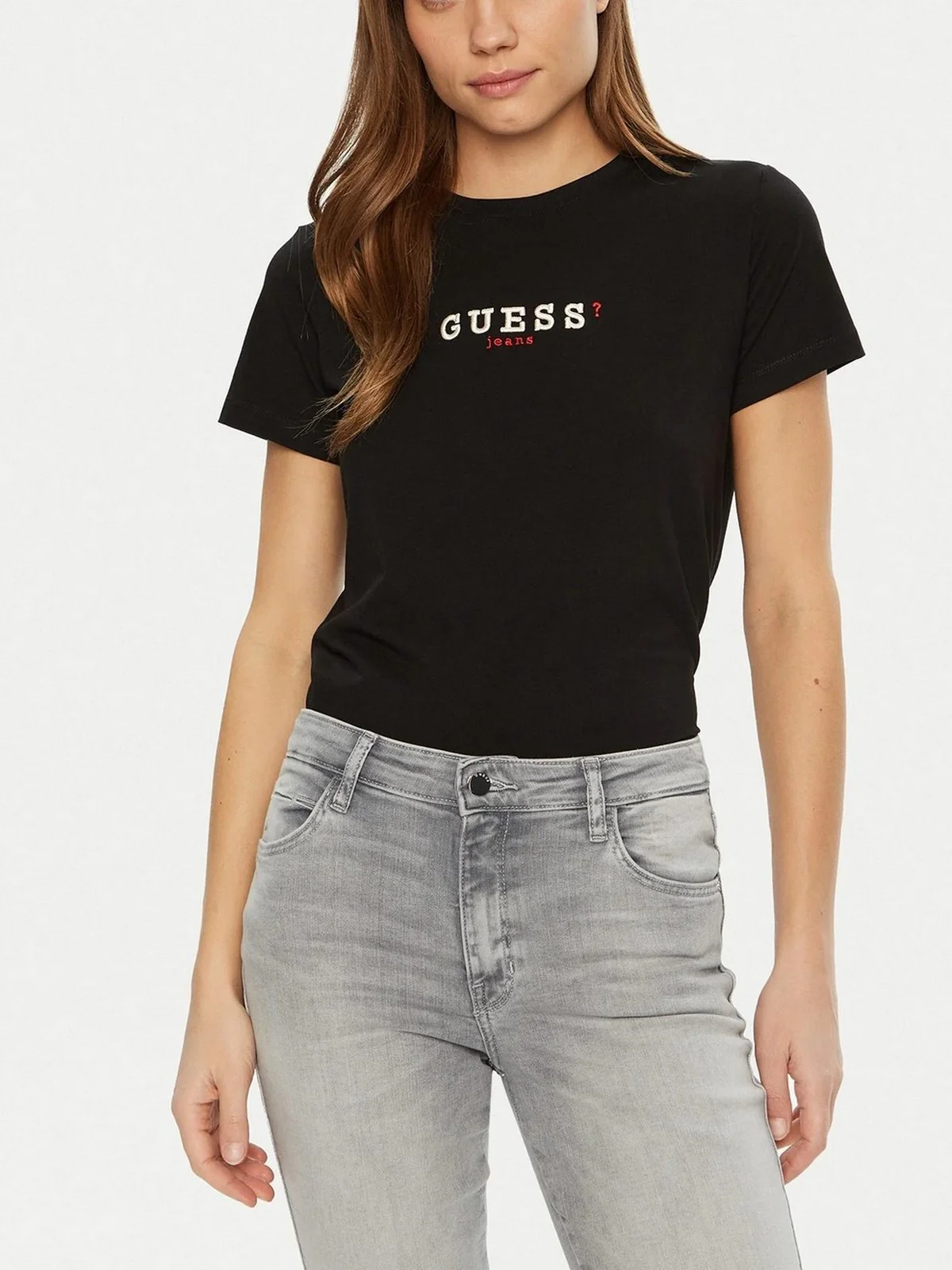 GUESS T-shirt Donna GJ SS CN REG 3D EMBR GUESS TEE W5RI54 J1314 JBLK Jet Black A996 - Image 2