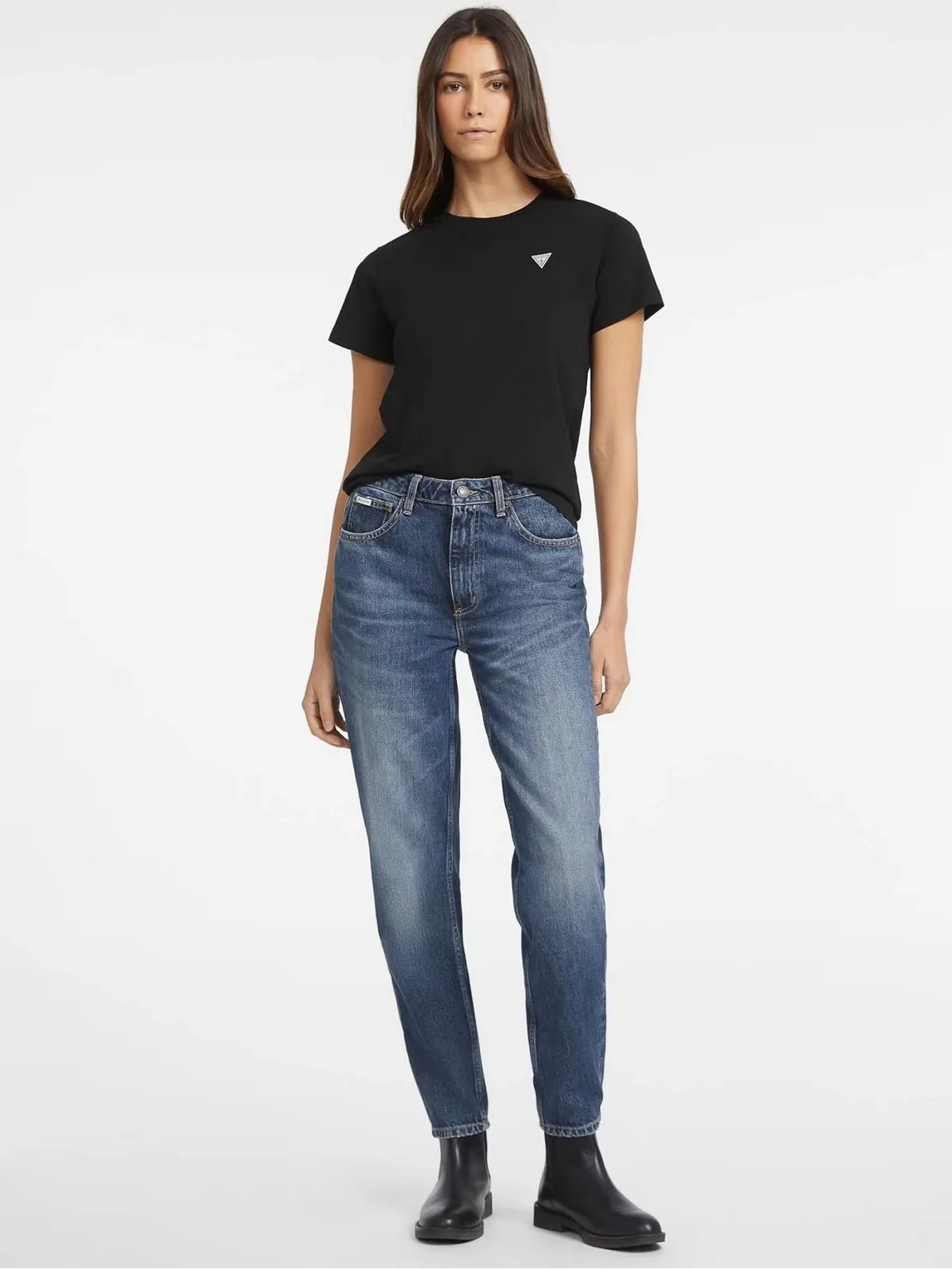 GUESS T-shirt Donna GJ SS CN REG MINI TRIANGLE TEE W4YI10 J1314 JBLK Nero - Image 4