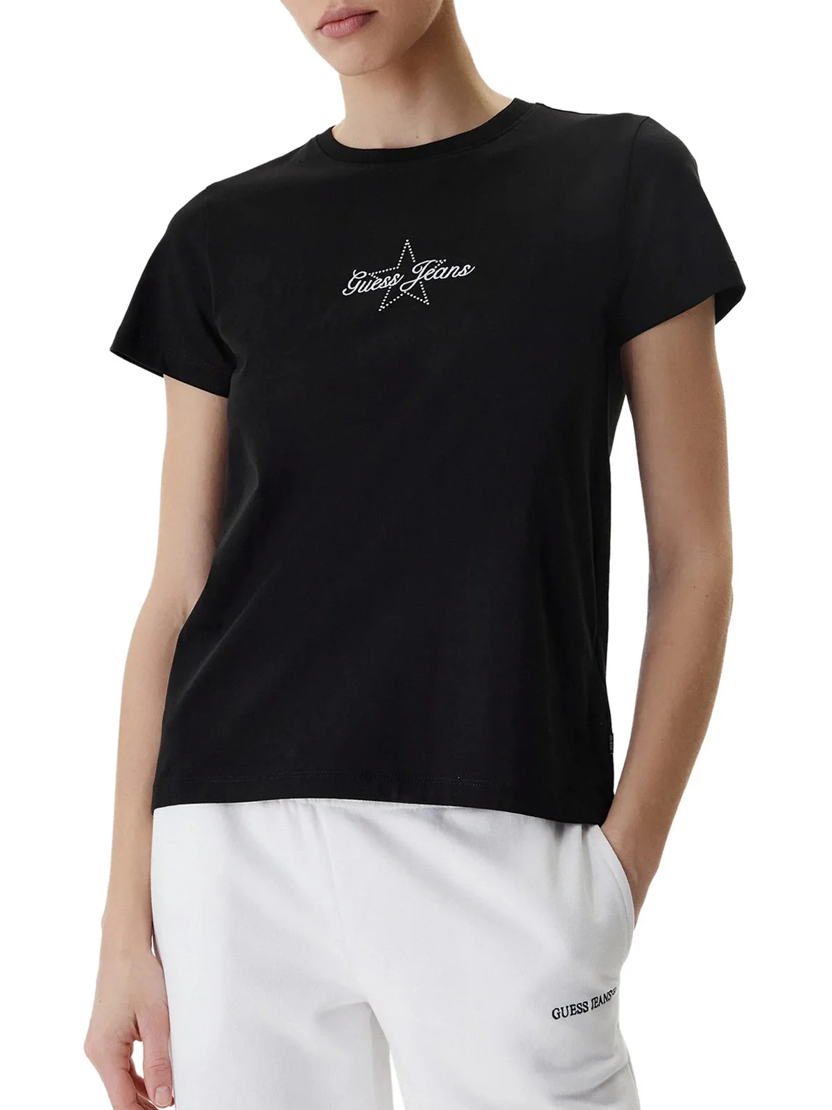GUESS T-shirt Donna GJ SS CN REG STAR EMB TEE W6RI18 J1314 JBLK Jet Black A996 - Image 2
