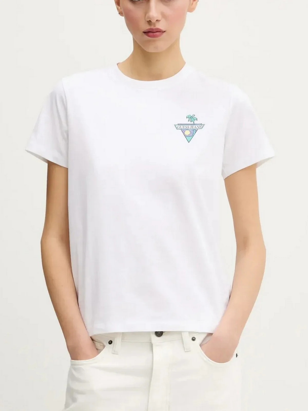 GUESS T-shirt Donna GJ SS CN REG TRIANGLE PALM TEE W5GI25 J1314 G011 Bianco - Image 3