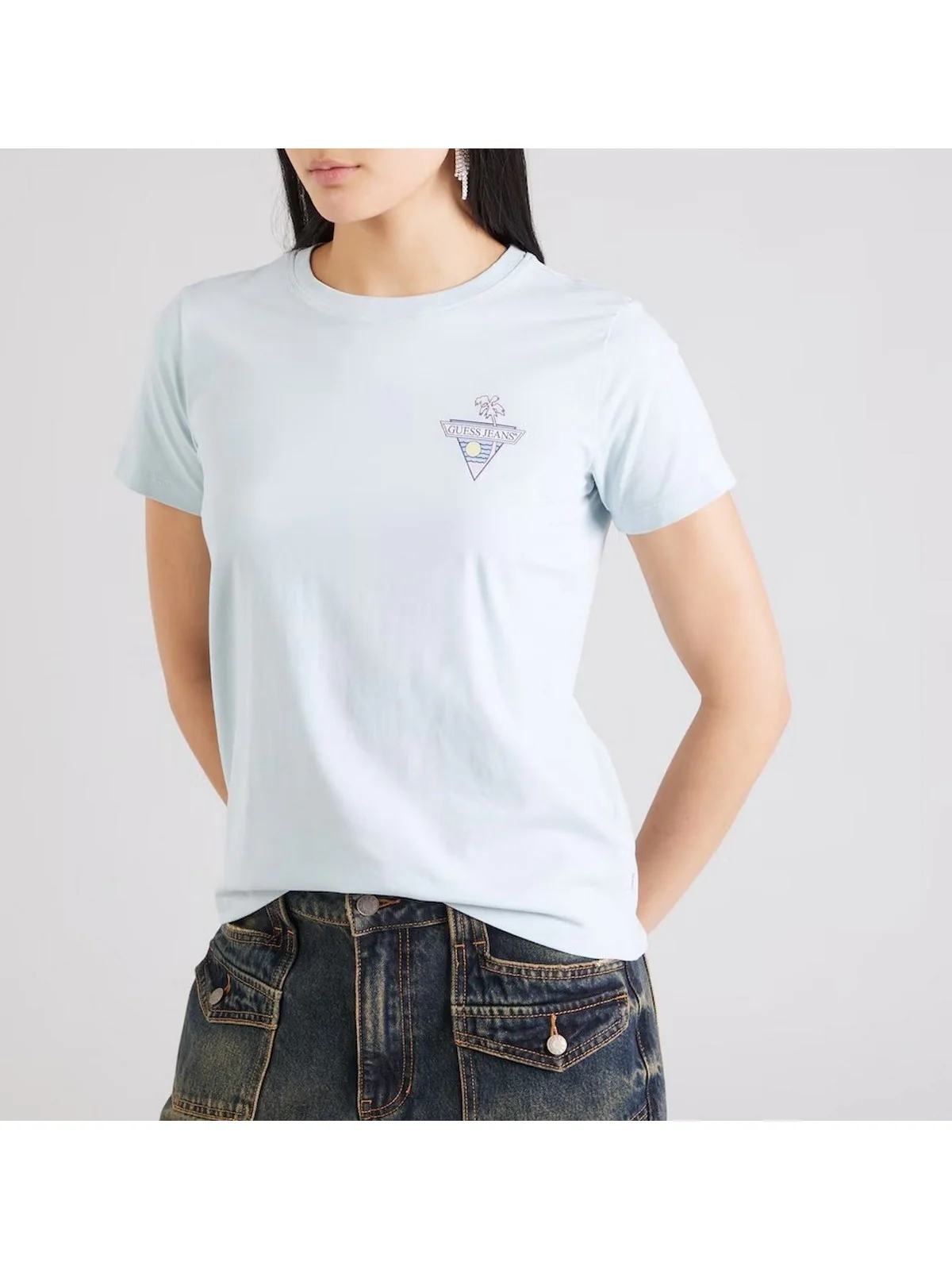 GUESS T-shirt Donna GJ SS CN REG TRIANGLE PALM TEE W5GI25 J1314 G7O7 AZURE LAGUNA - Image 2