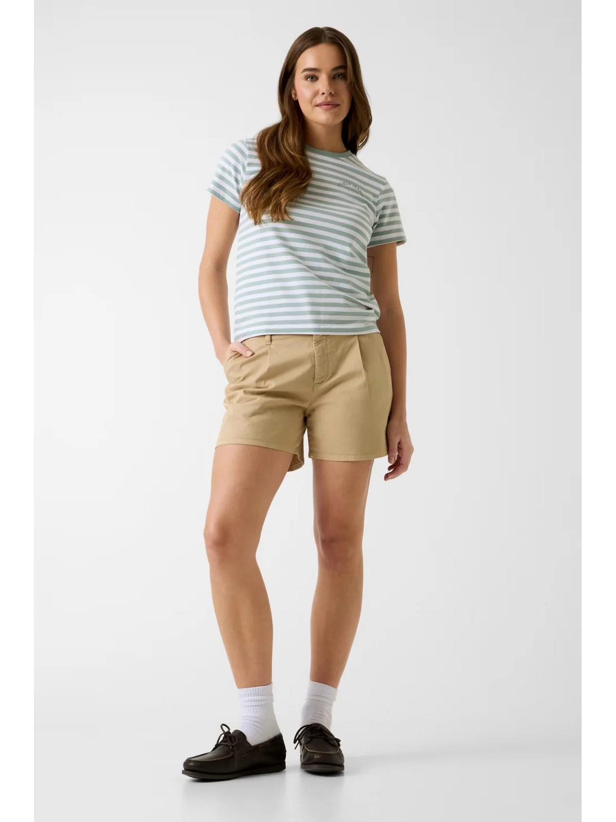 GUESS T-shirt Donna GJ SS CN REG YD STRIPED TEE W6GI05 KCIE1 SM16 SURF GREEN WHITE STR - Image 3