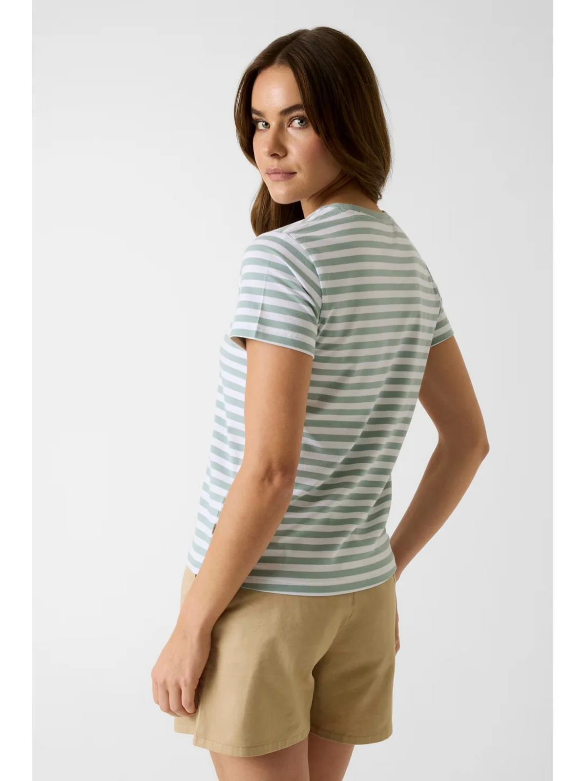 GUESS T-shirt Donna GJ SS CN REG YD STRIPED TEE W6GI05 KCIE1 SM16 SURF GREEN WHITE STR - Image 4