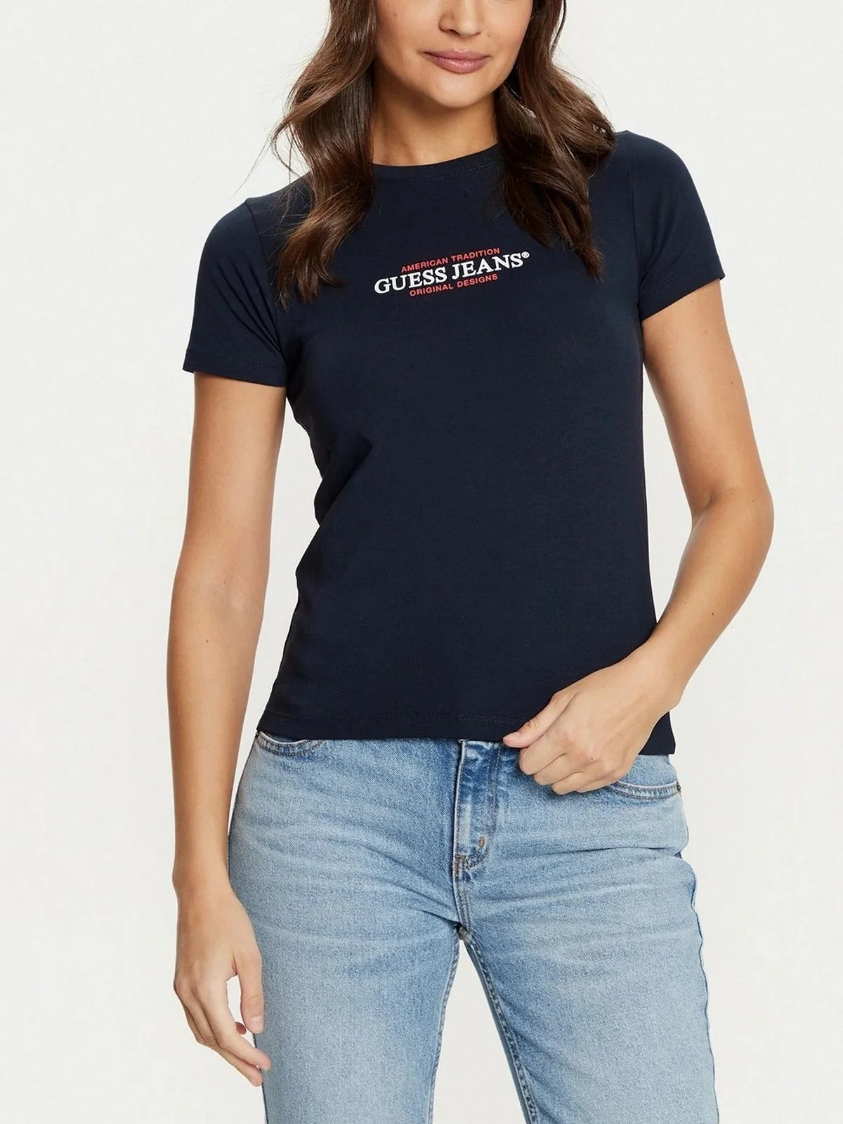 GUESS T-shirt Donna GJ SS CN SLIM AMERICAN TR TEE W4YI03 J1314 A71W Blu - Image 2
