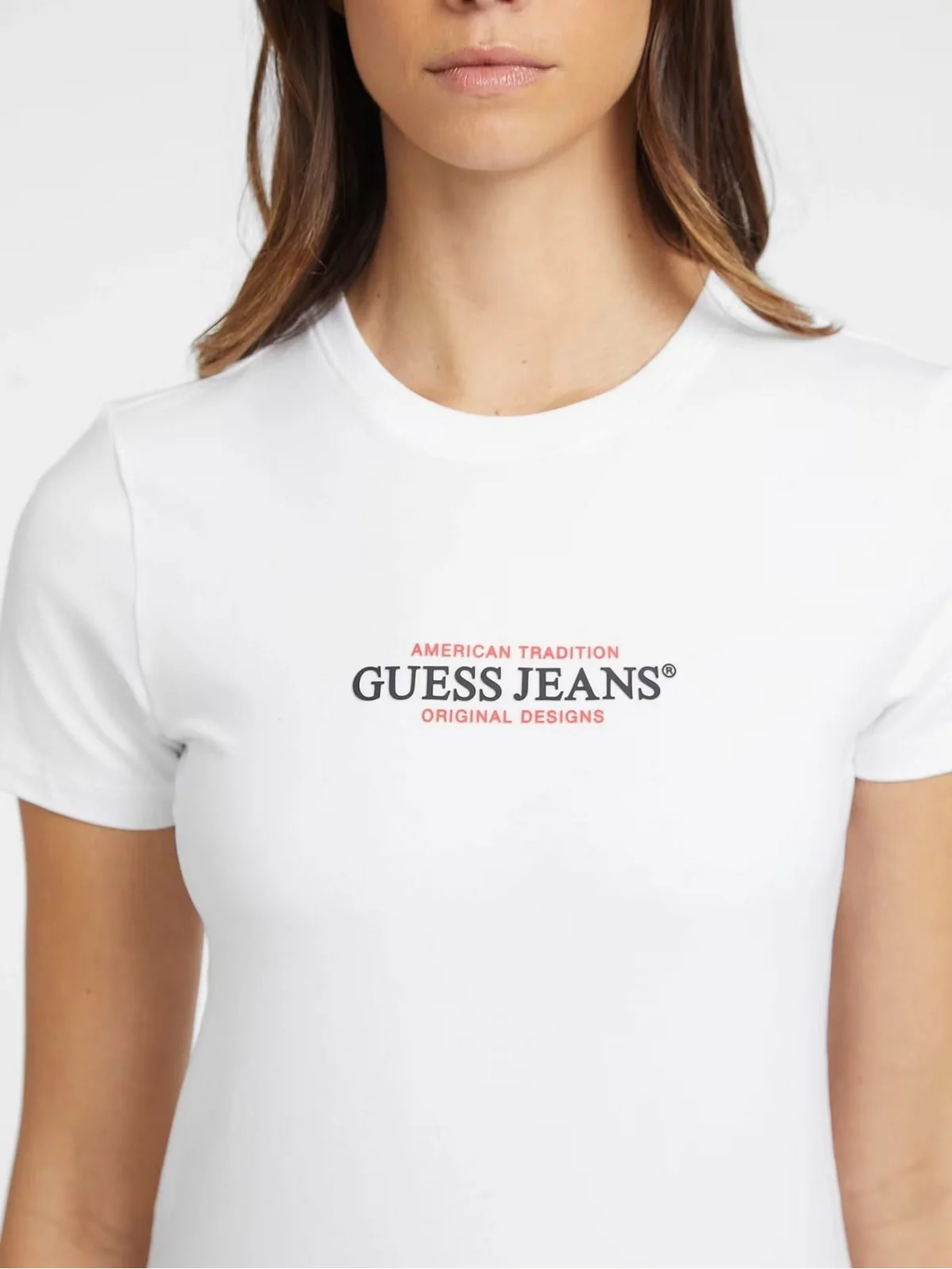 GUESS T-shirt Donna GJ SS CN SLIM AMERICAN TR TEE W4YI03 J1314 G011 PURE WHITE - Image 2