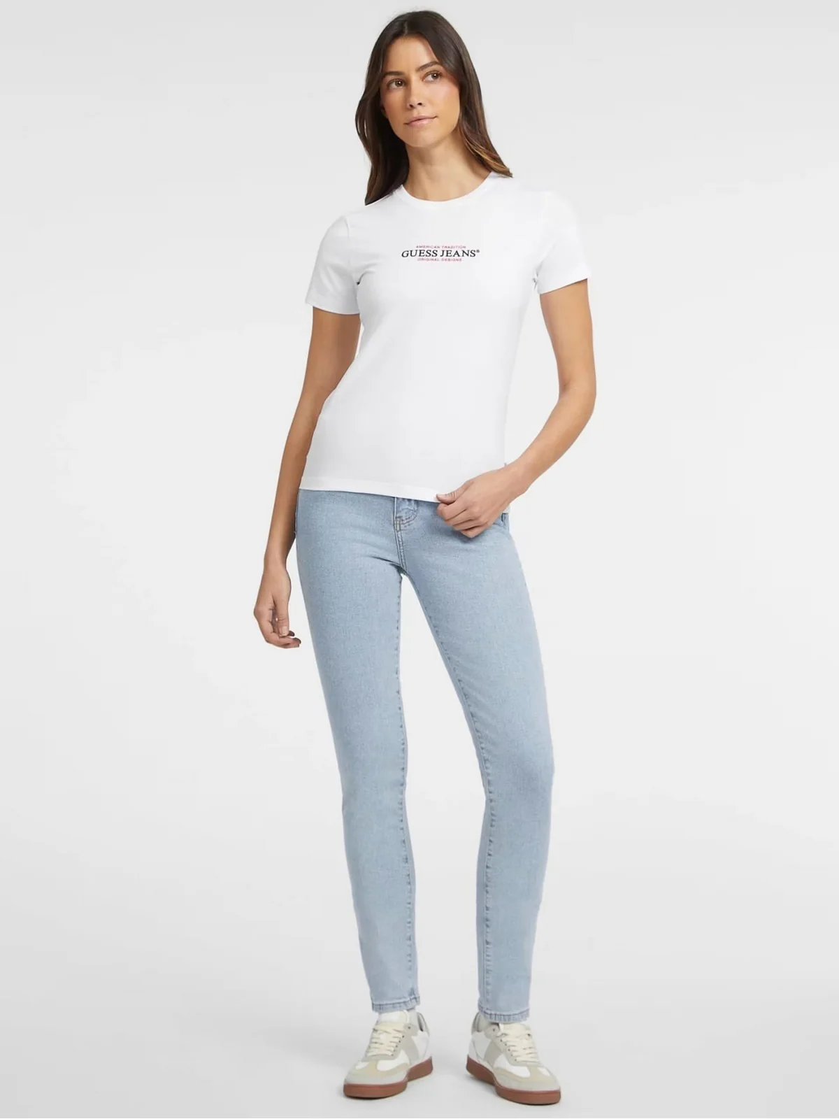 GUESS T-shirt Donna GJ SS CN SLIM AMERICAN TR TEE W4YI03 J1314 G011 PURE WHITE - Image 4