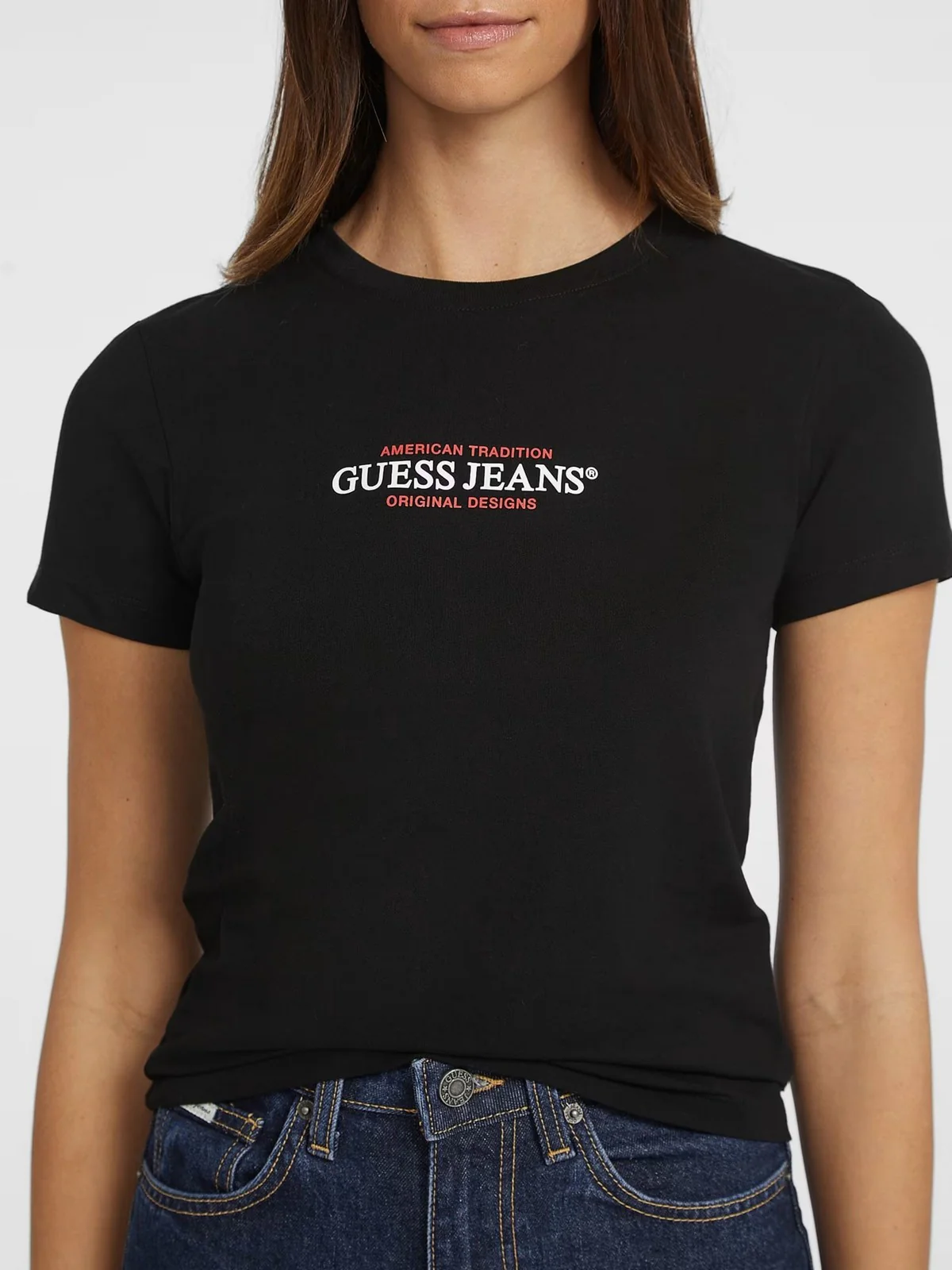 GUESS T-shirt Donna GJ SS CN SLIM AMERICAN TR TEE W4YI03 J1314 JBLK Jet Black A996 - Image 2