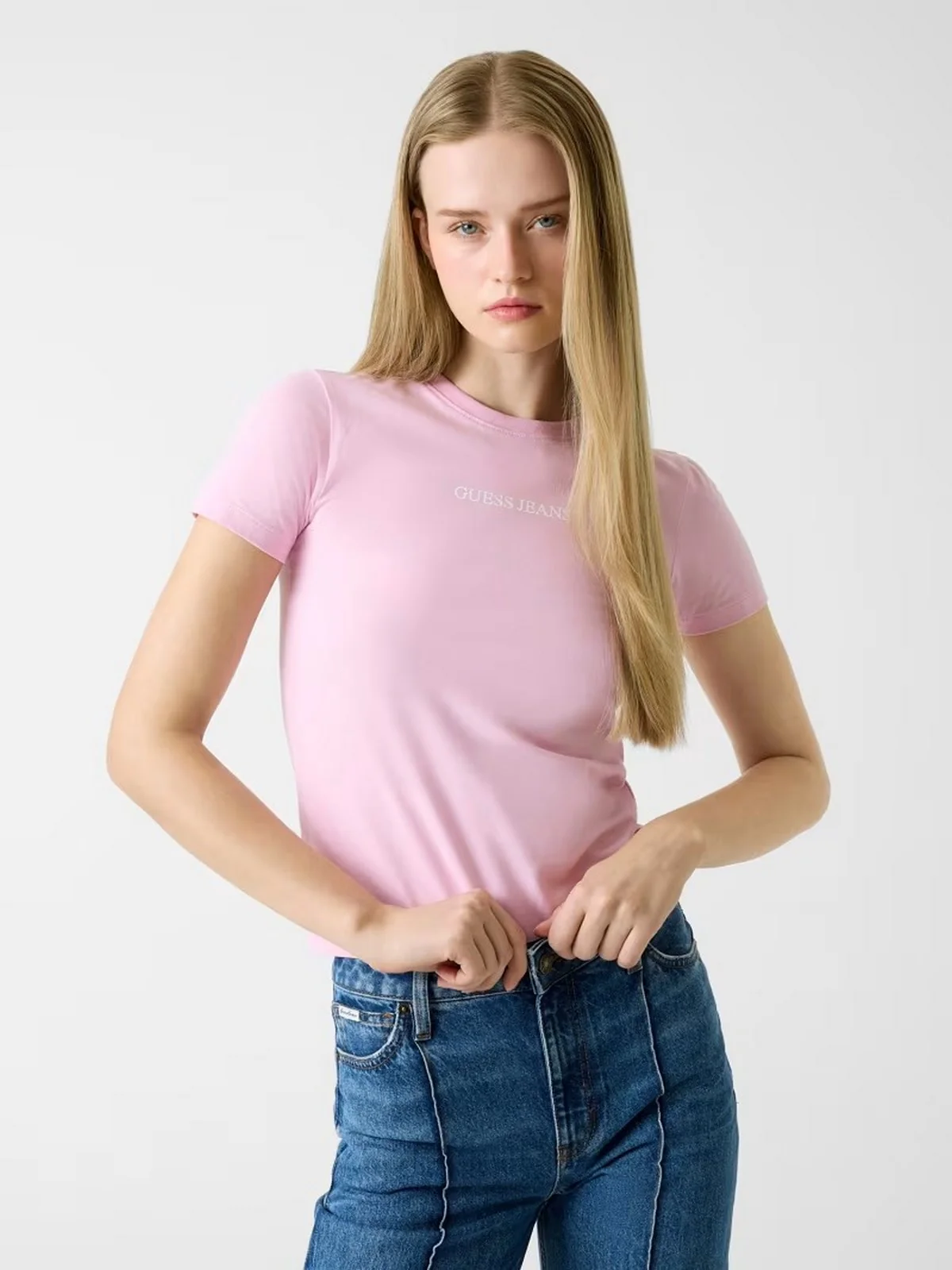 GUESS T-shirt Donna GJ SS CN SLIM LOGO PRINT TEE W4YI01 J1314 G65F SOFT ROSE - Image 2