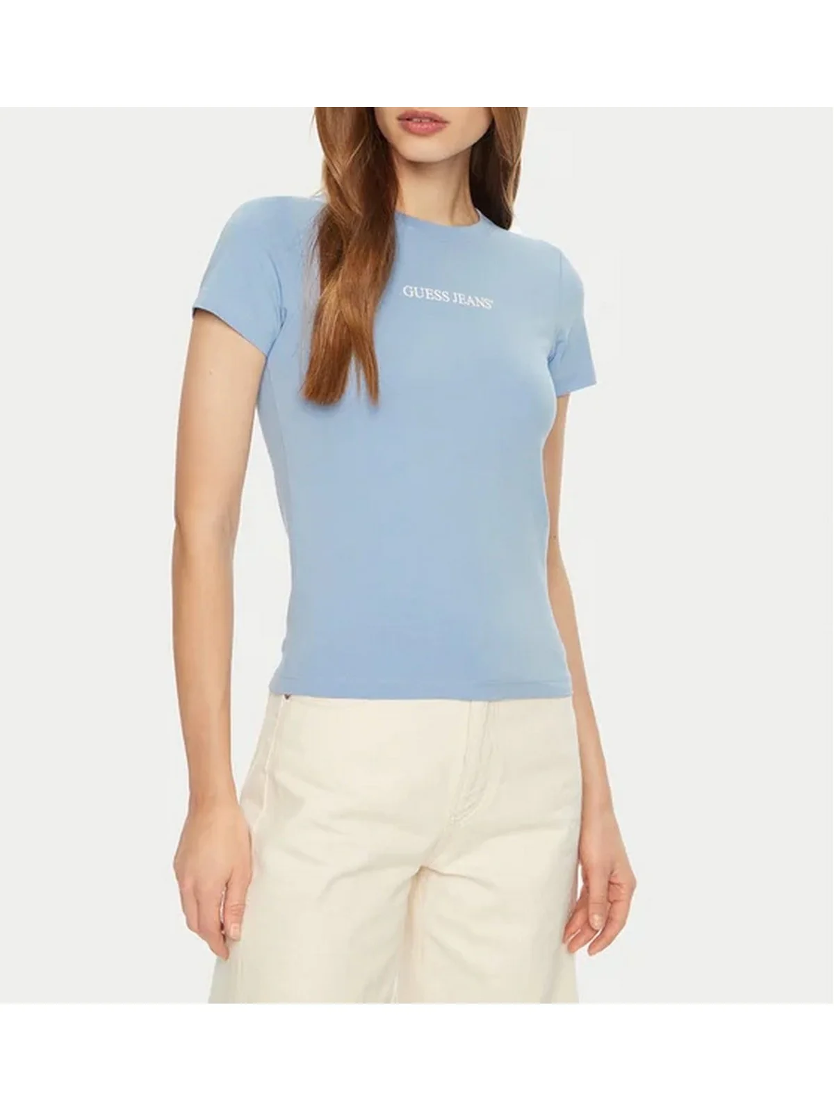 GUESS T-shirt Donna GJ SS CN SLIM LOGO PRINT TEE W4YI01 J1314 G7CP FRESH ZENDY BLUE - Image 3