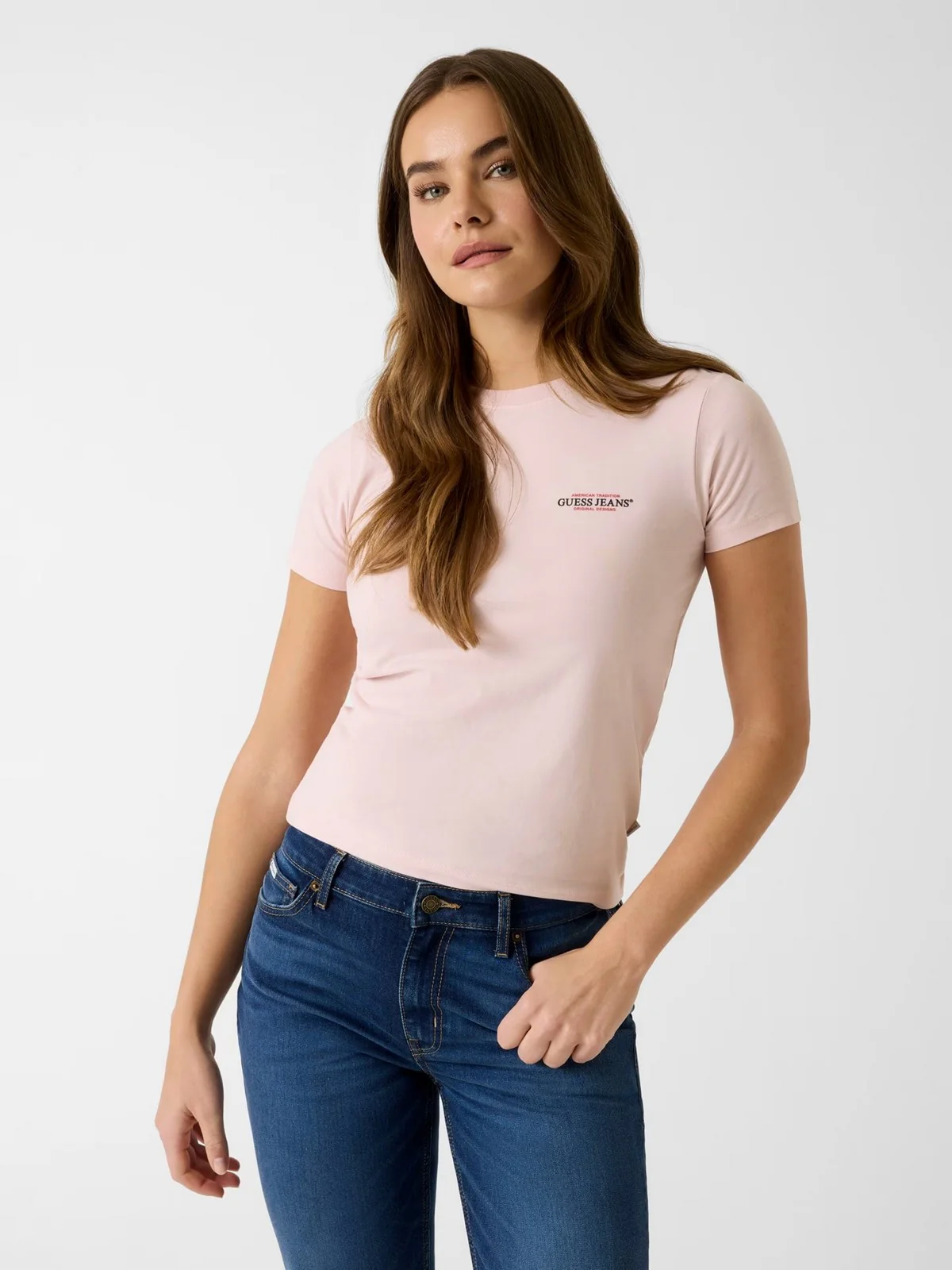 GUESS T-shirt Donna GJ SS CN SLIM MINI AMERICA TEE W4YI02 J1314 G6R4 BLUSH COTTON - Image 2