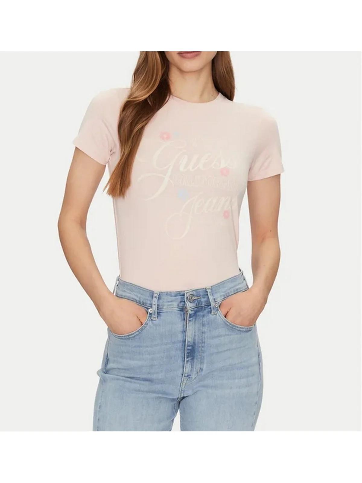 GUESS T-shirt Donna GJ SS SLIM FLOWER TEE W5GI24 J1314 G6R4 BLUSH COTTON - Image 3