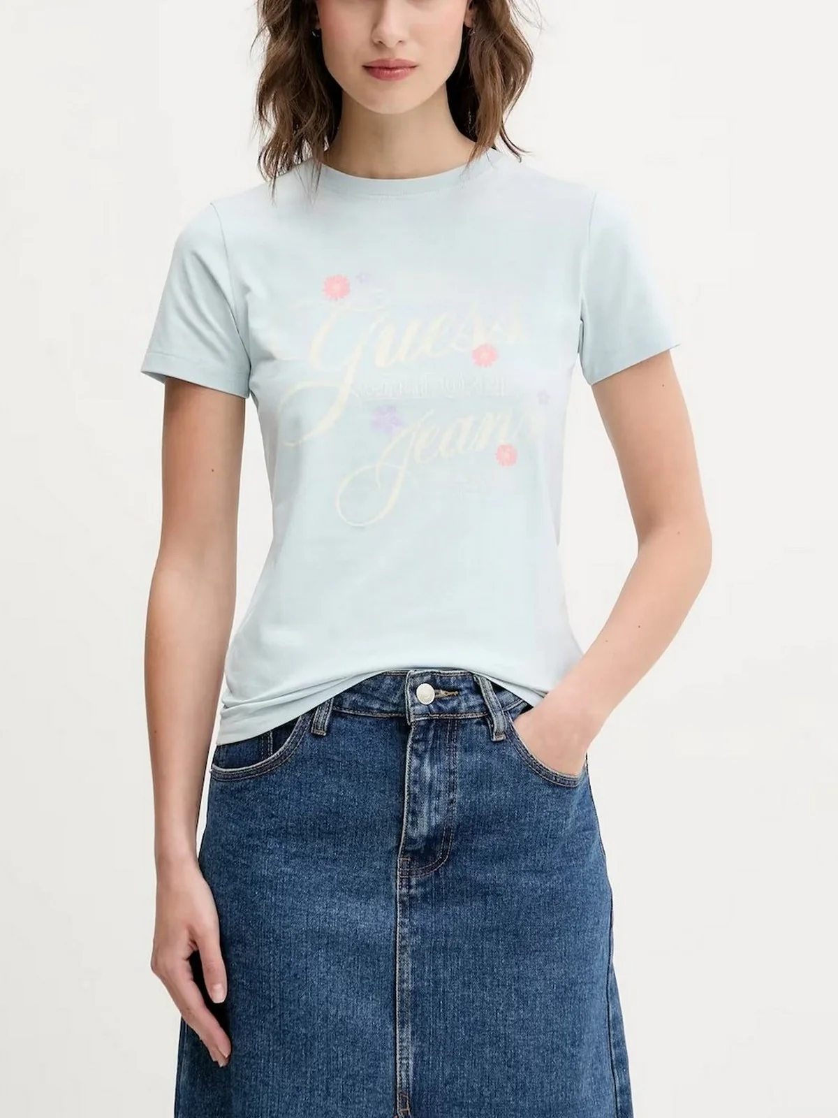 GUESS T-shirt Donna GJ SS SLIM FLOWER TEE W5GI24 J1314 G7O7 AZURE LAGUNA - Image 2