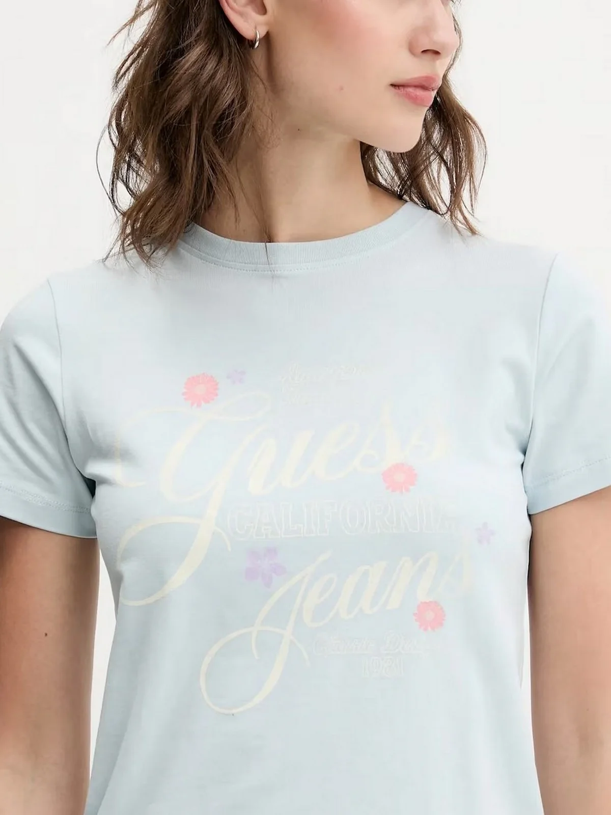 GUESS T-shirt Donna GJ SS SLIM FLOWER TEE W5GI24 J1314 G7O7 AZURE LAGUNA - Image 5