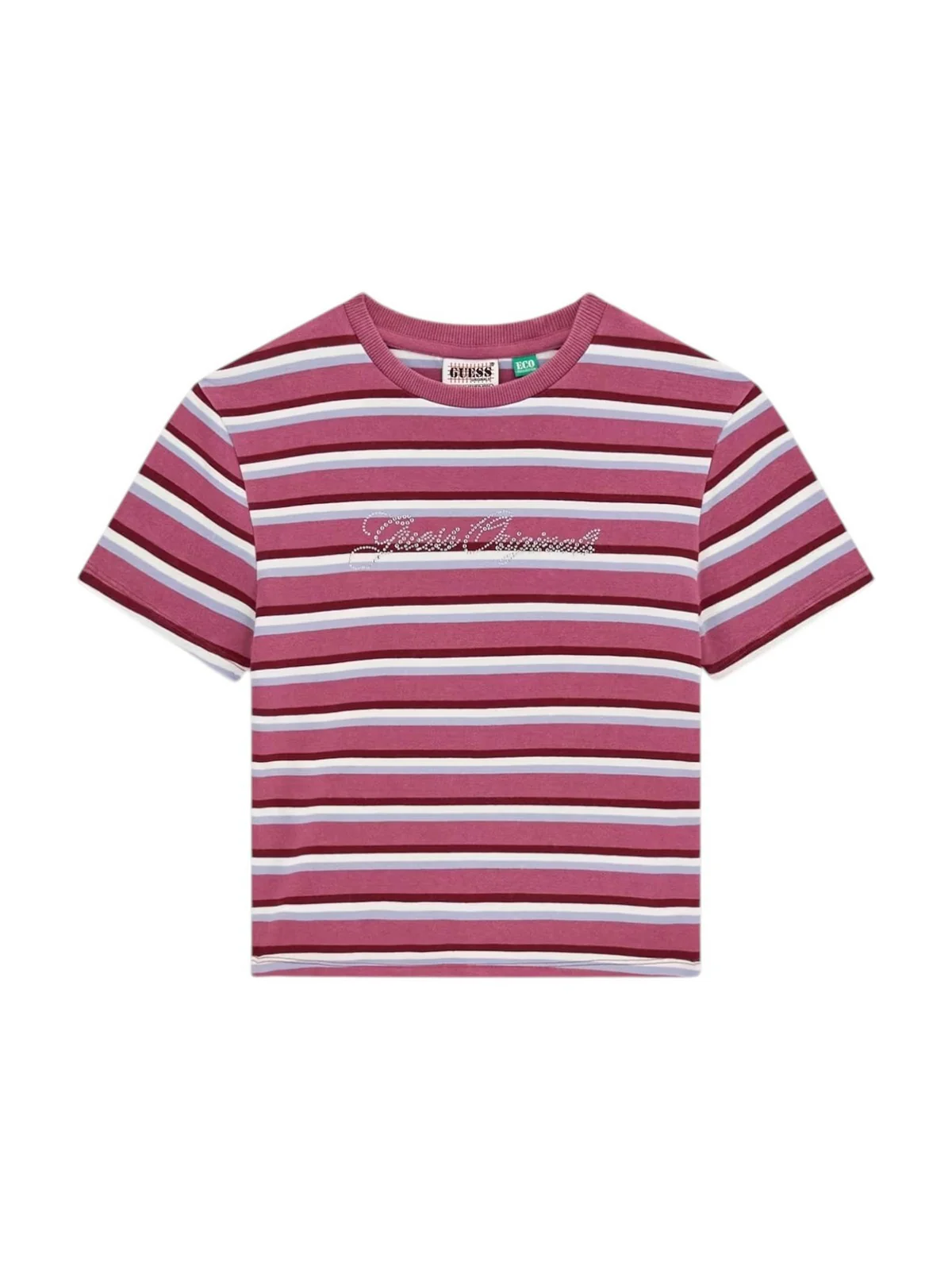 GUESS T-shirt Donna GO VINTAGE STRIPE BABY TEE W6RI41 J1314 S40Q PURPLE BLUSH MULTI S