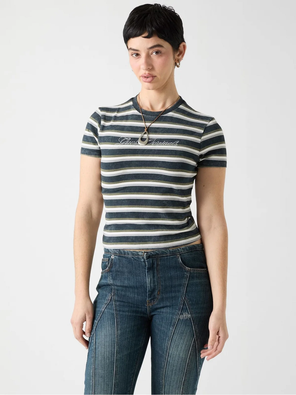 GUESS T-shirt Donna GO VINTAGE STRIPE BABY TEE W6RI41 J1314 SM0A SANDY SHORE MULTI ST - Image 2