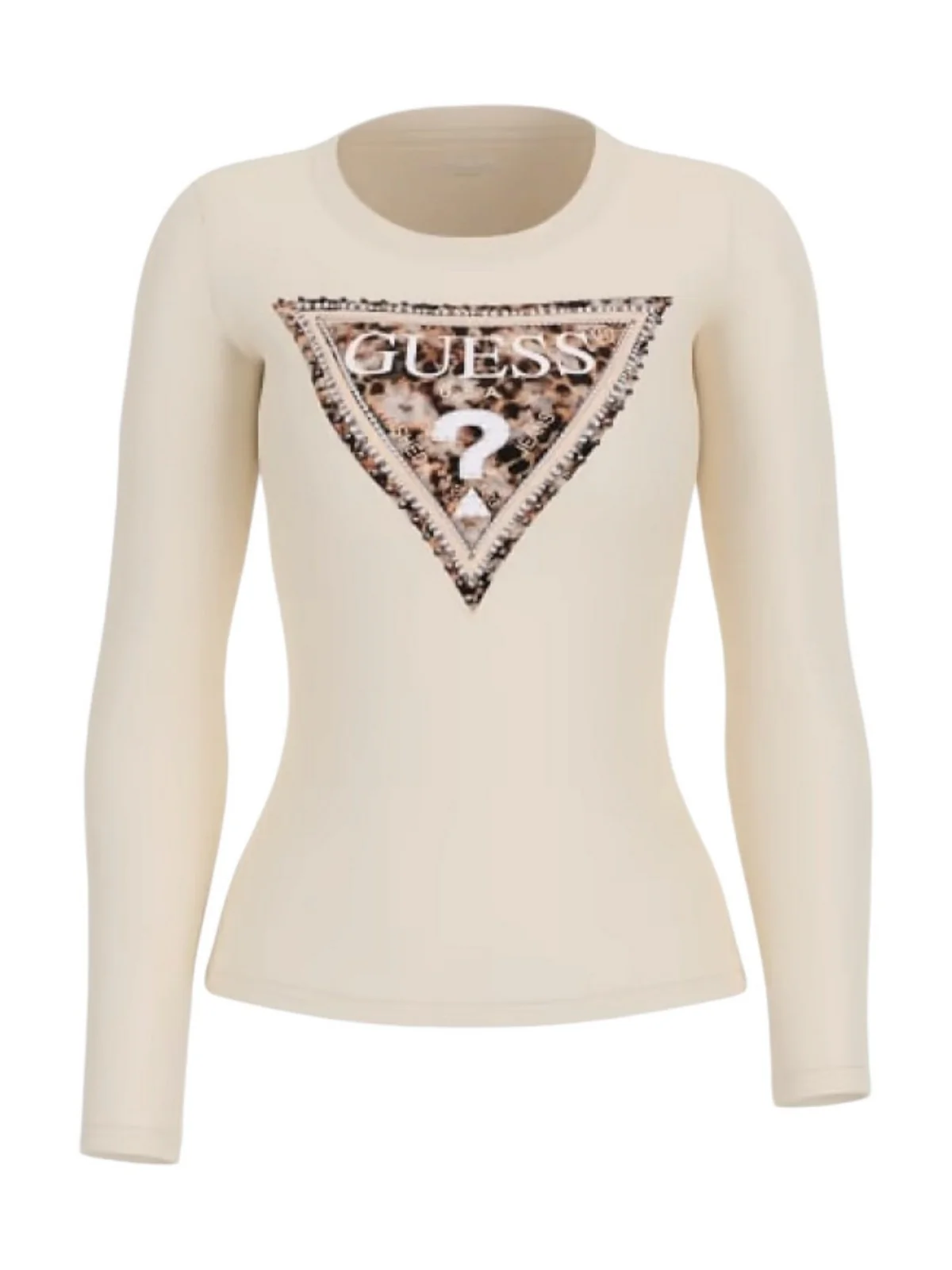 GUESS T-shirt Donna LS CN LEO TRIANGLE TEE W6RI33 J1314 G047 PEARL WHITE