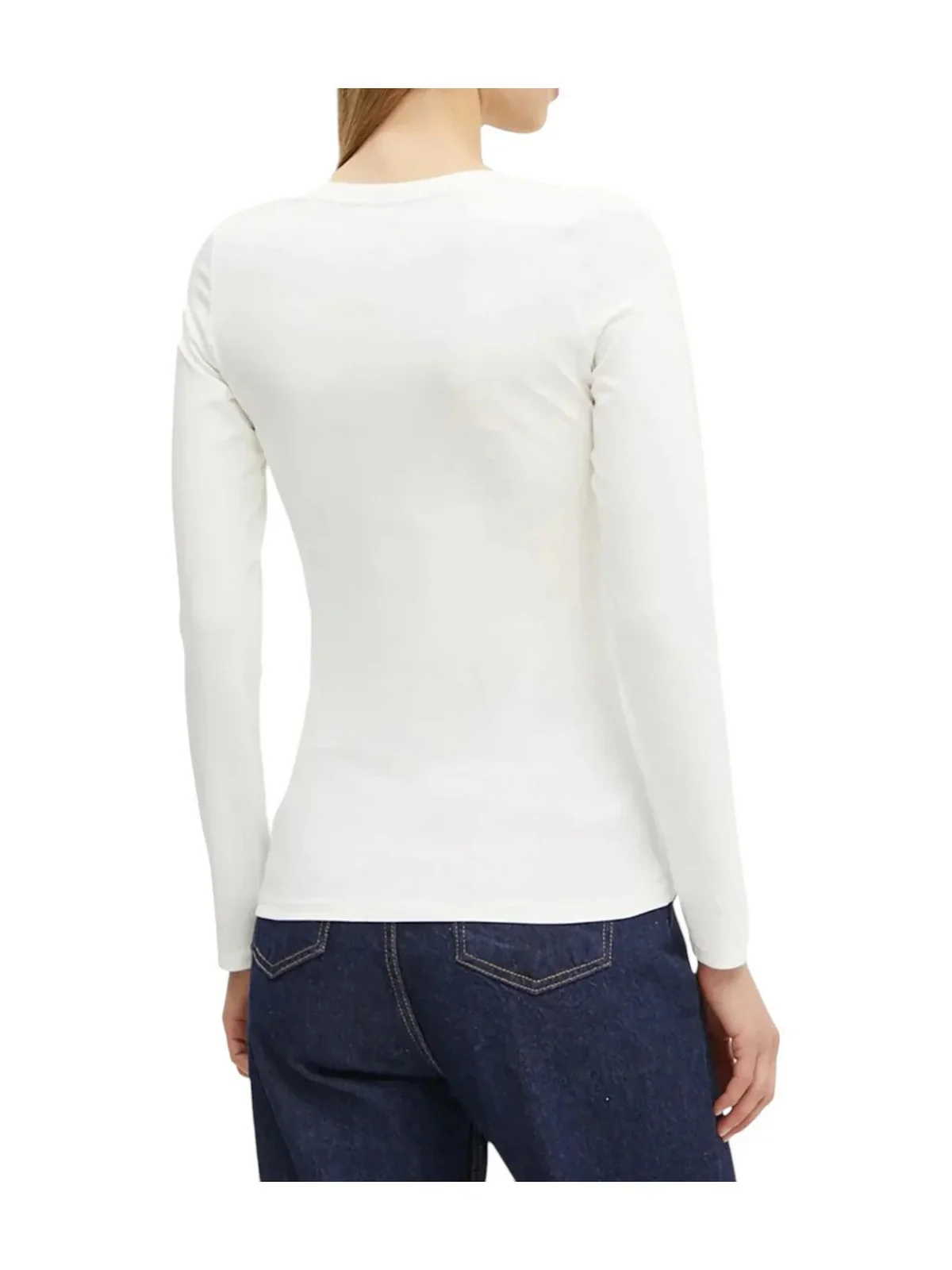 GUESS T-shirt Donna LS CN PYTHON LOGO TEE W5RI66 I3Z14 G012 CREAM WHITE - Image 3