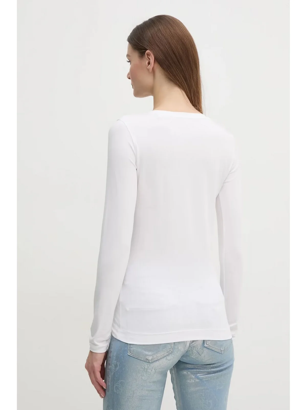 GUESS T-shirt Donna LS CN SHINY TRIANGLE TEE W5RI65 J1314 G011 PURE WHITE - Image 3